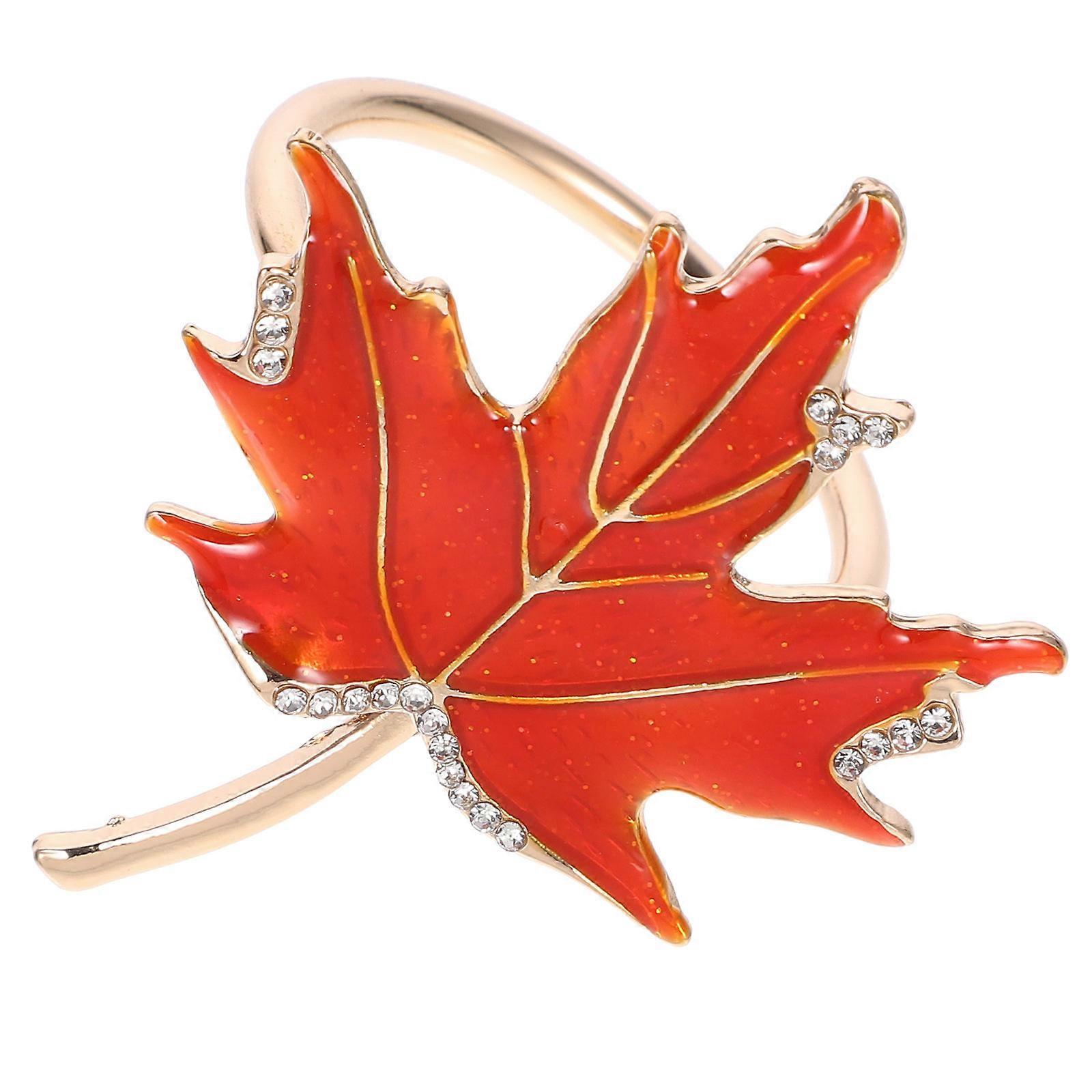 Orange Metal Napkin Rings with Maple Leaf Design for Elegant Table Settings and Parties 2.5x2.5 inches