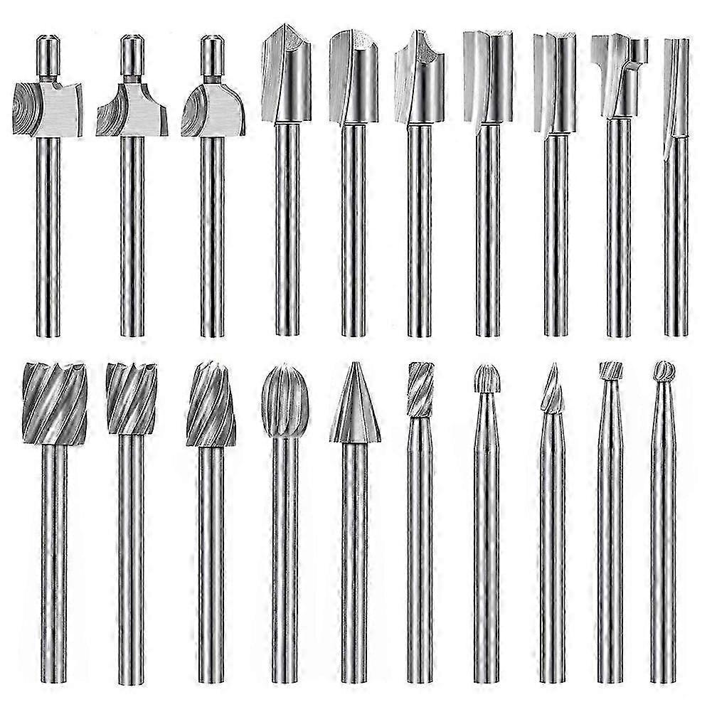 20Pc HSS Router Carbide Engraving Bits for Router Bit Set 1/8 Inch(3mm) Shank for Rotary Tools