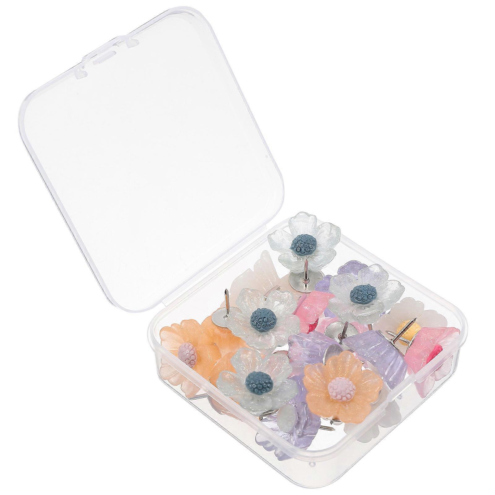 Compact Thumbtacks Flower Shaped Pushpins Home Use Artists Plastic Material 20Pcs
