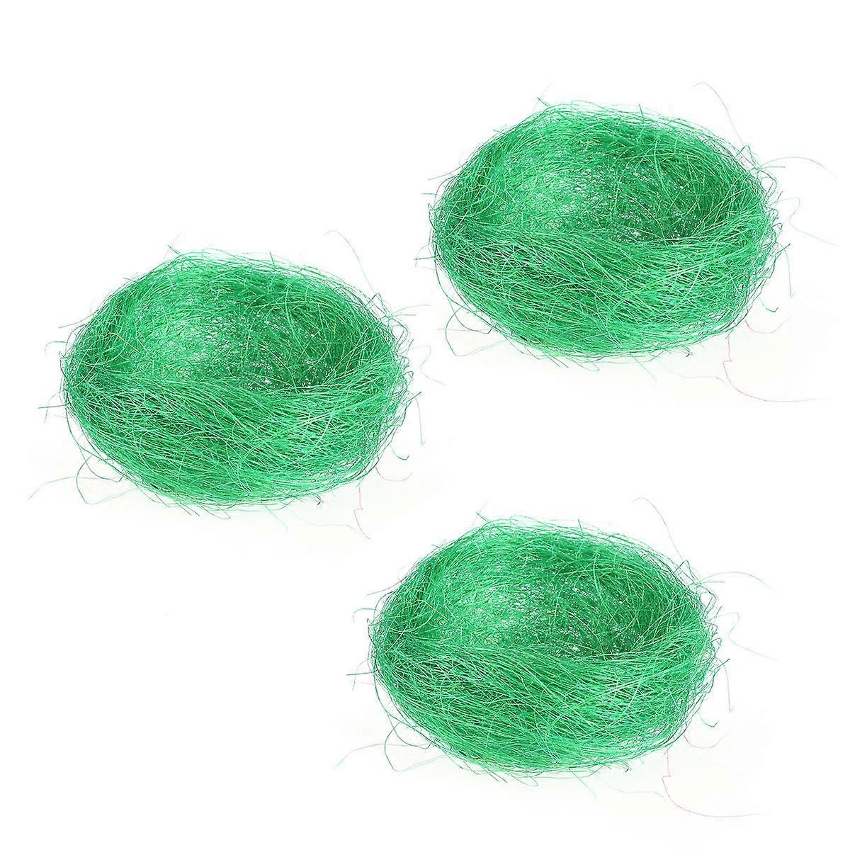 3Pcs Mini Colored Thread Bird Nests for Candies Eggs Grass Green Artificial Nest Easter Decor