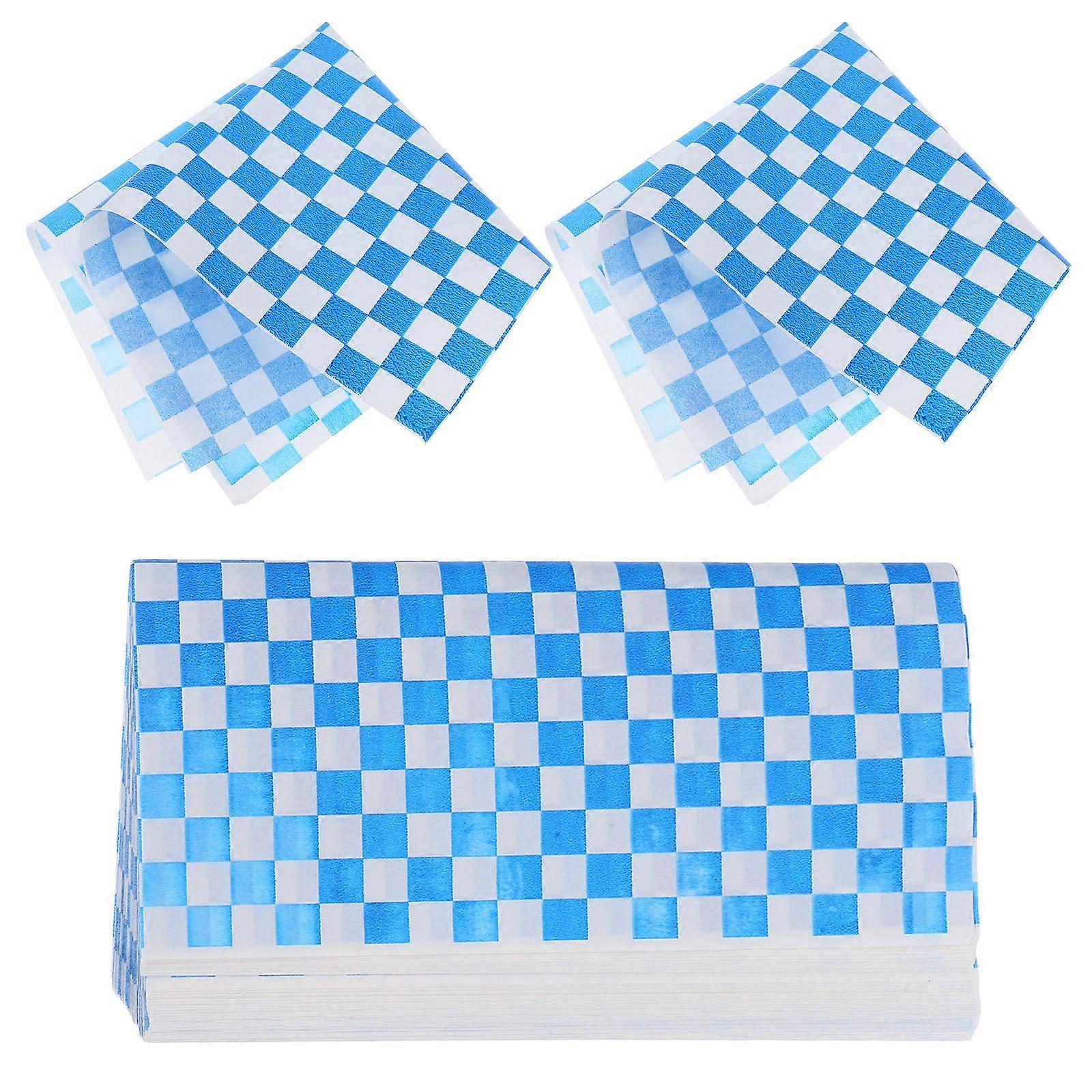 Blue Food Wrapping Paper for Decoration 100pcs Grease Proof Baking Oil Paper Sheets