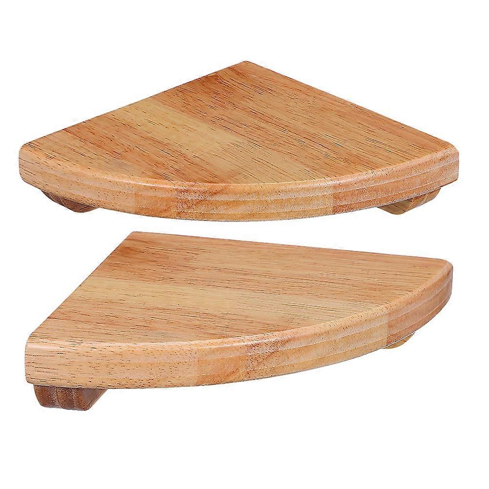 Coffee Wood Corner Shelving Unit Multifunctional Wall Mounted Shelf for Home Easy Installation 2pcs