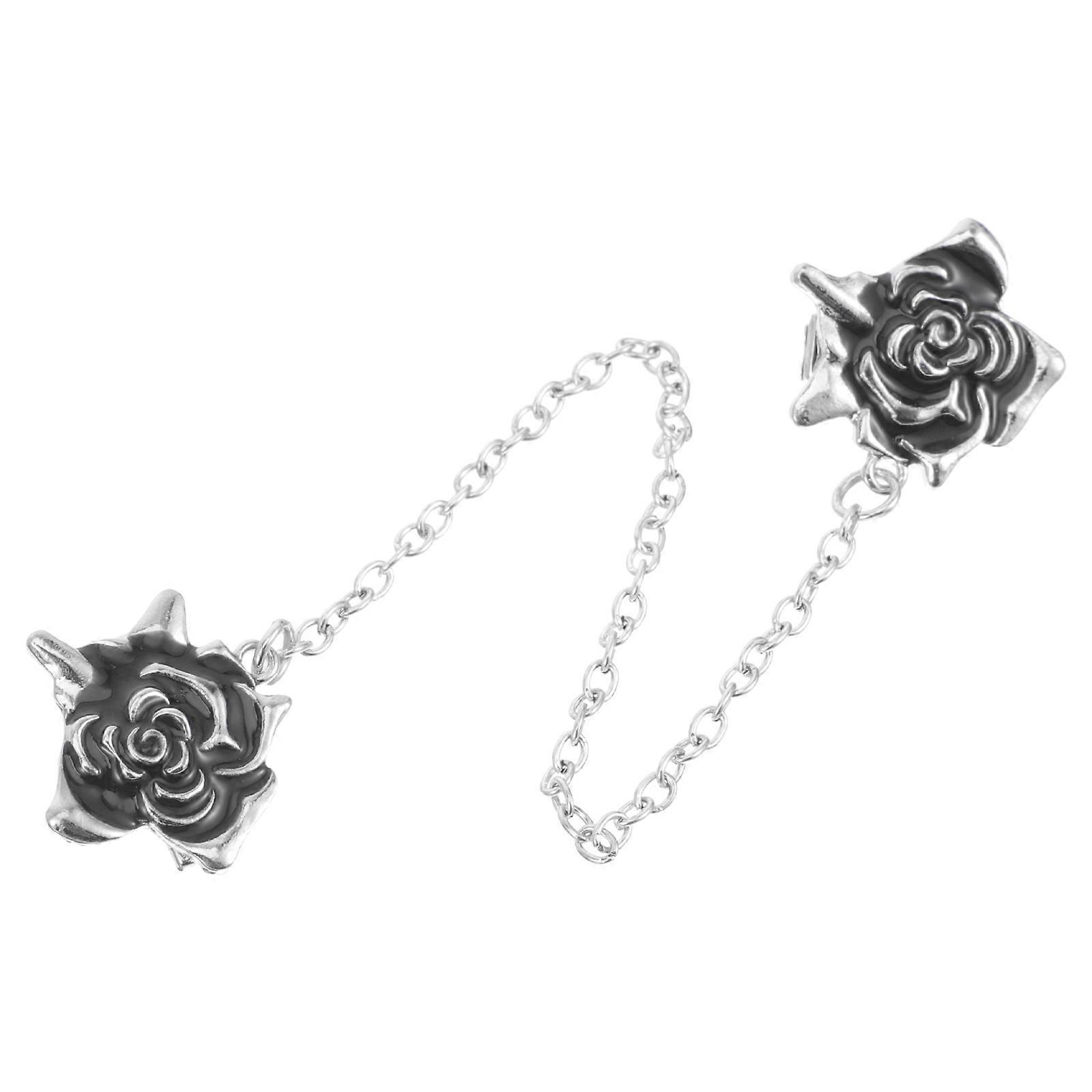 Sweater Collar Clip Decorative Clip For Flower Pattern Alloy Material Suitable For Casual Occasions 1Set Silver