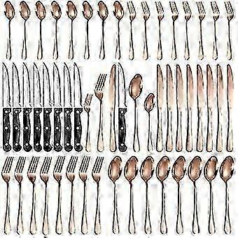 طقم أدوات فضية 48 قطعة مع سكاكين ستيك ل 8 ، طقم أدوات مائدة من الفولاذ المقاوم للصدأ لمطعم مطبخ منزلي ، فندق ، طقم أدوات مطبخ ، مرآة