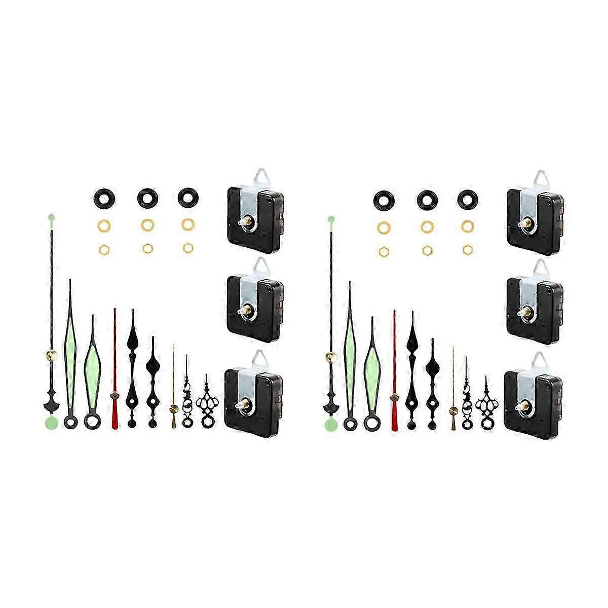 6-Piece Quartz Clock Movement Hands Kit with Luminous Hands - DIY Replacement Clock Parts for Precision Timekeeping