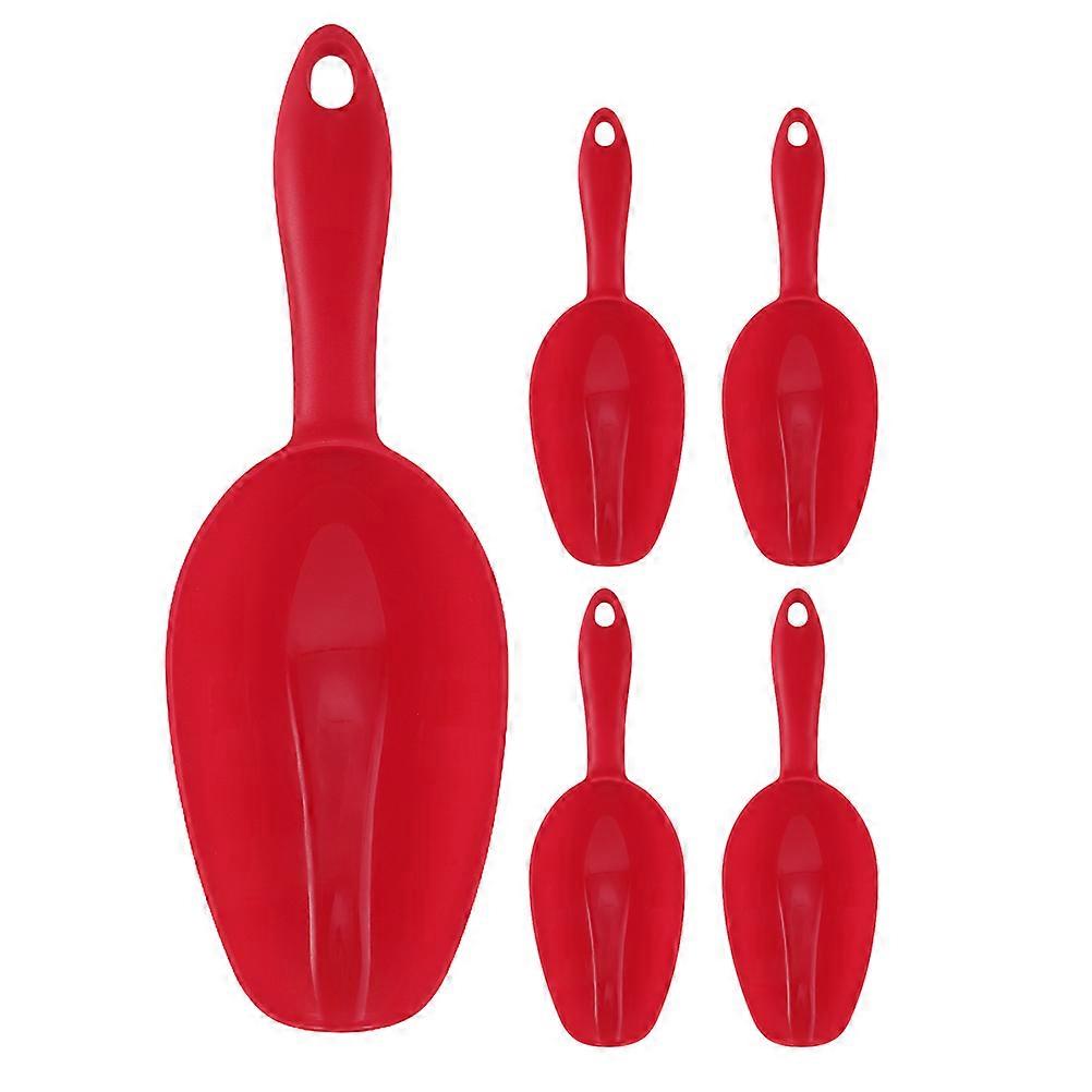 Kitchen Measuring Scoops Small Kitchen Spoon for Coffee Jars Home Buffet Use 5Pcs Red