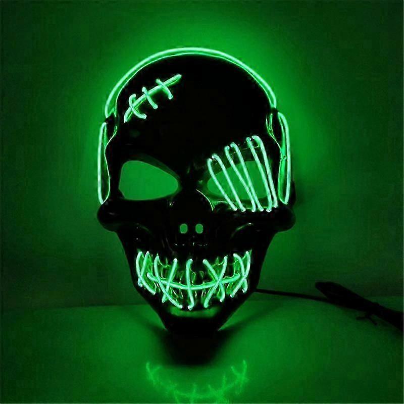 Led Mask Halloween Party Masque Masquerade Masks Neon Maske Light Glow In The Dark Horror Mask Glowing Masker Mixed Color Mask