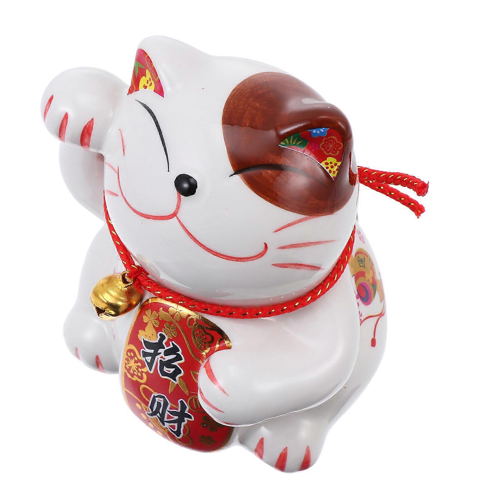 Practical Home Decor Ceramic Coin Jar Traditional Ornament Office Decor Item 4.1×4.1×3.1in 1Pcs