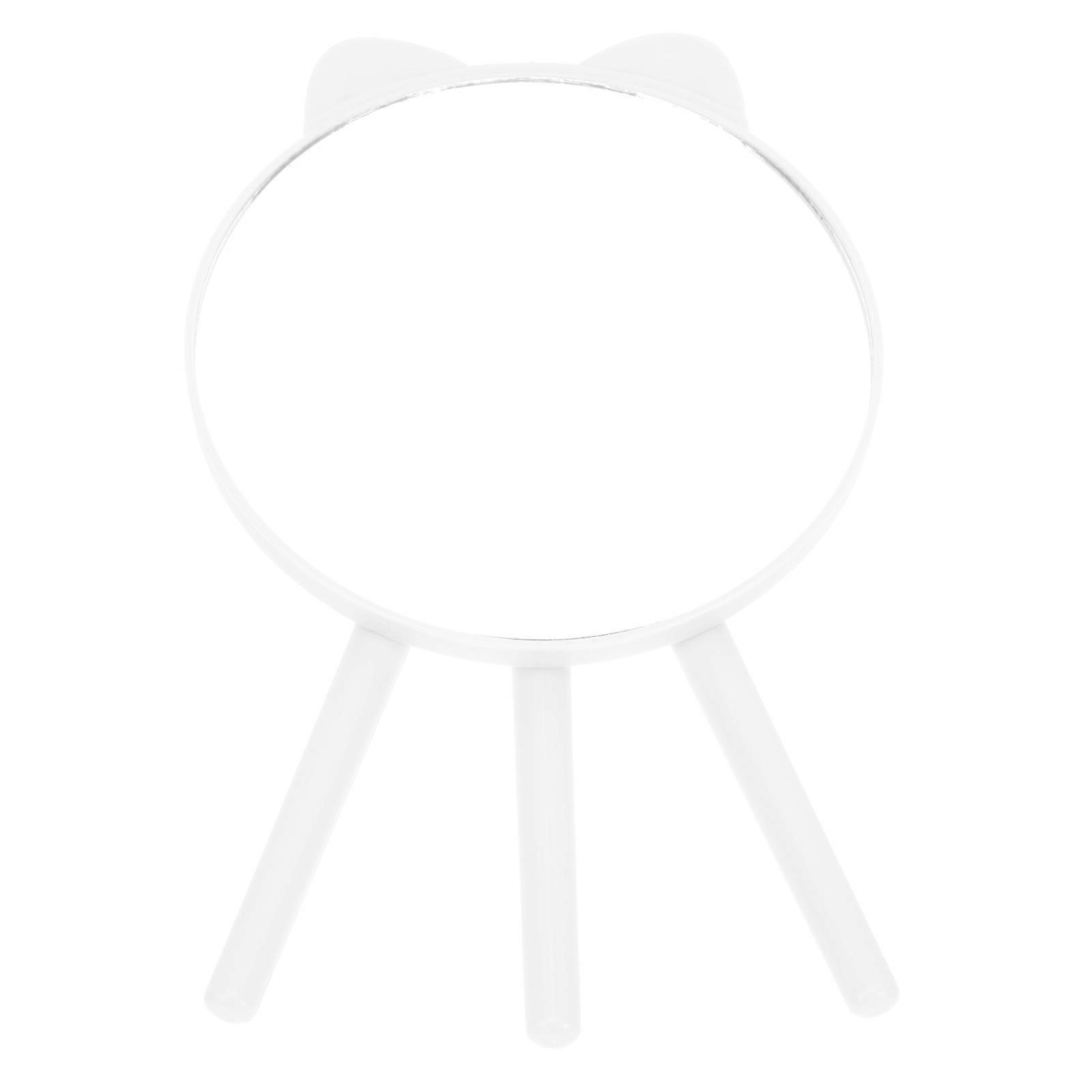 Cute Cat Ear Desktop Makeup Mirror Round Shape Tripod Based Mirror 24x14.5cm For Bedroom Use 1Pcs
