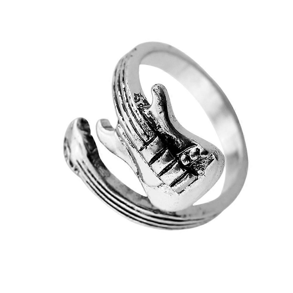Unique Rings Atmosphere Enhancer Stylish Design Silver Alloy Guitar Shape 1PC