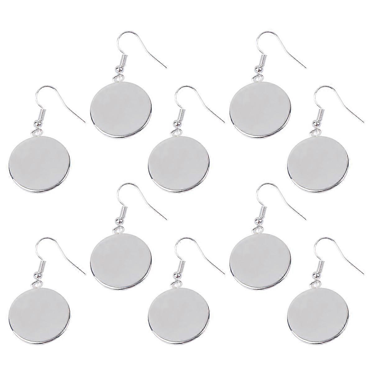 Earring Bezels 10Pcs Circular Eardrops Base Trays Silver Delicate Ear Hook DIY Earring Making Accessories