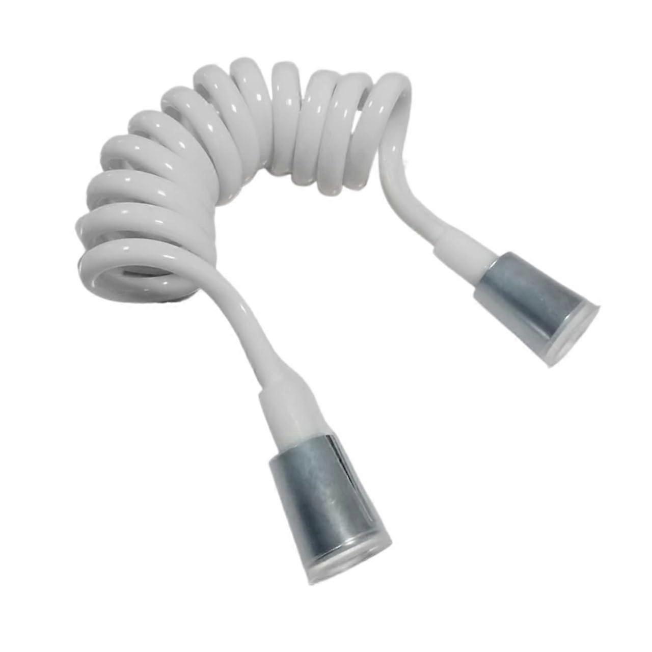 quality shower hose in glossy white style with spring, for toilet and bidet, PVC connecting pipe, telephone line, 150 cm/200 cm (150cm).