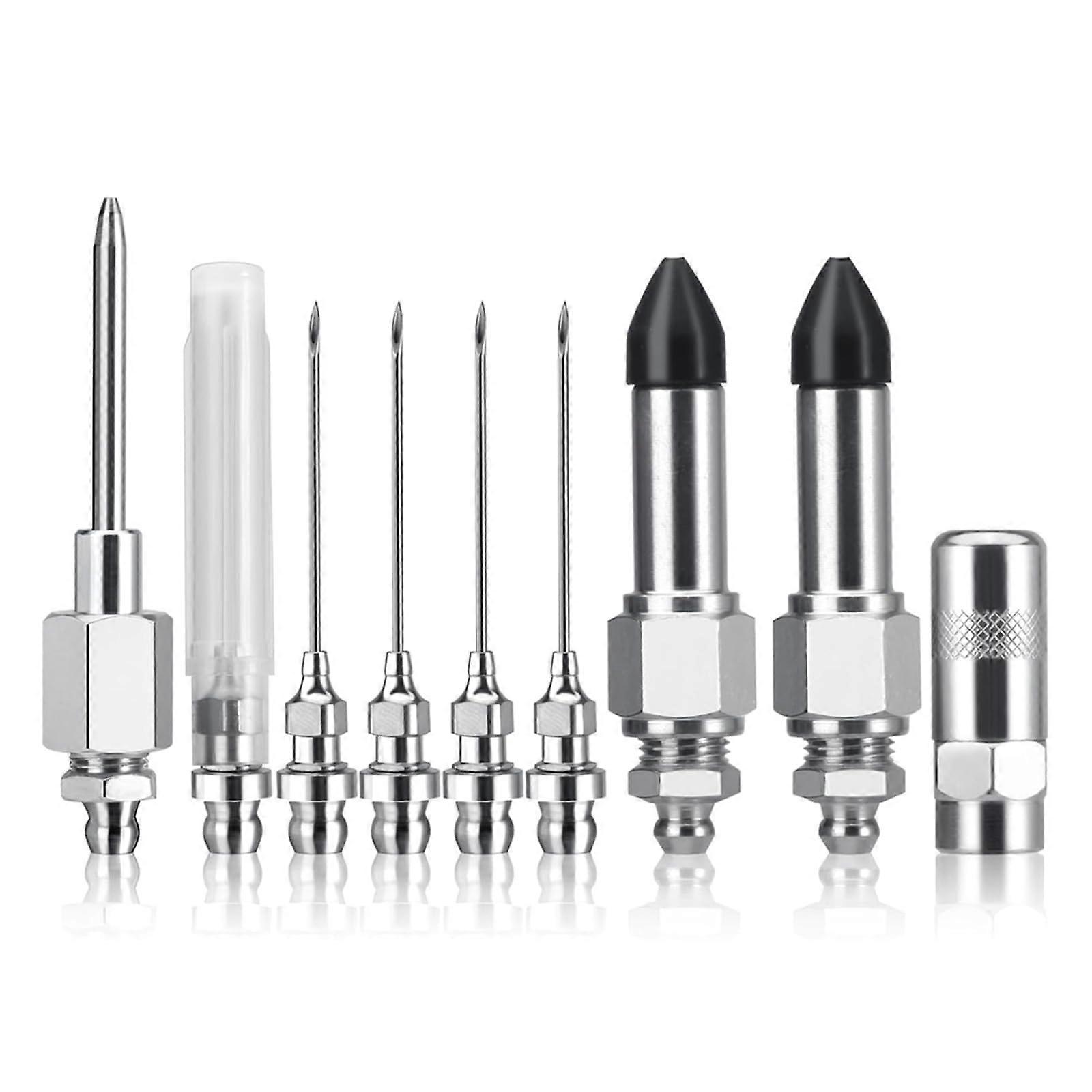 9pcs Needle Nozzle Grease Fitting Set for Narrow Space Maintenance of Industrial Machines and Vehicles