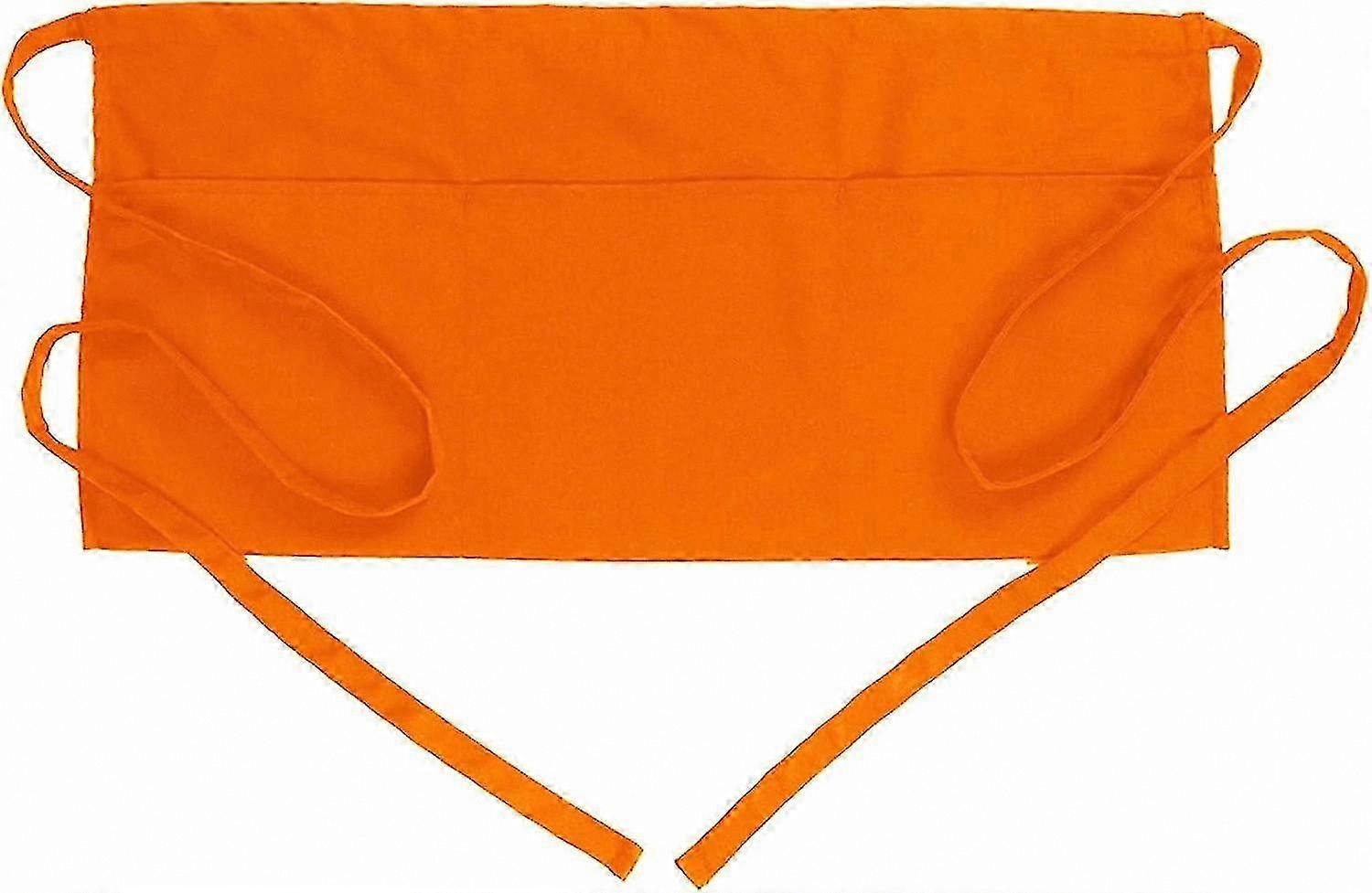 Orange Waist Apron with 3 Pockets for Server Use