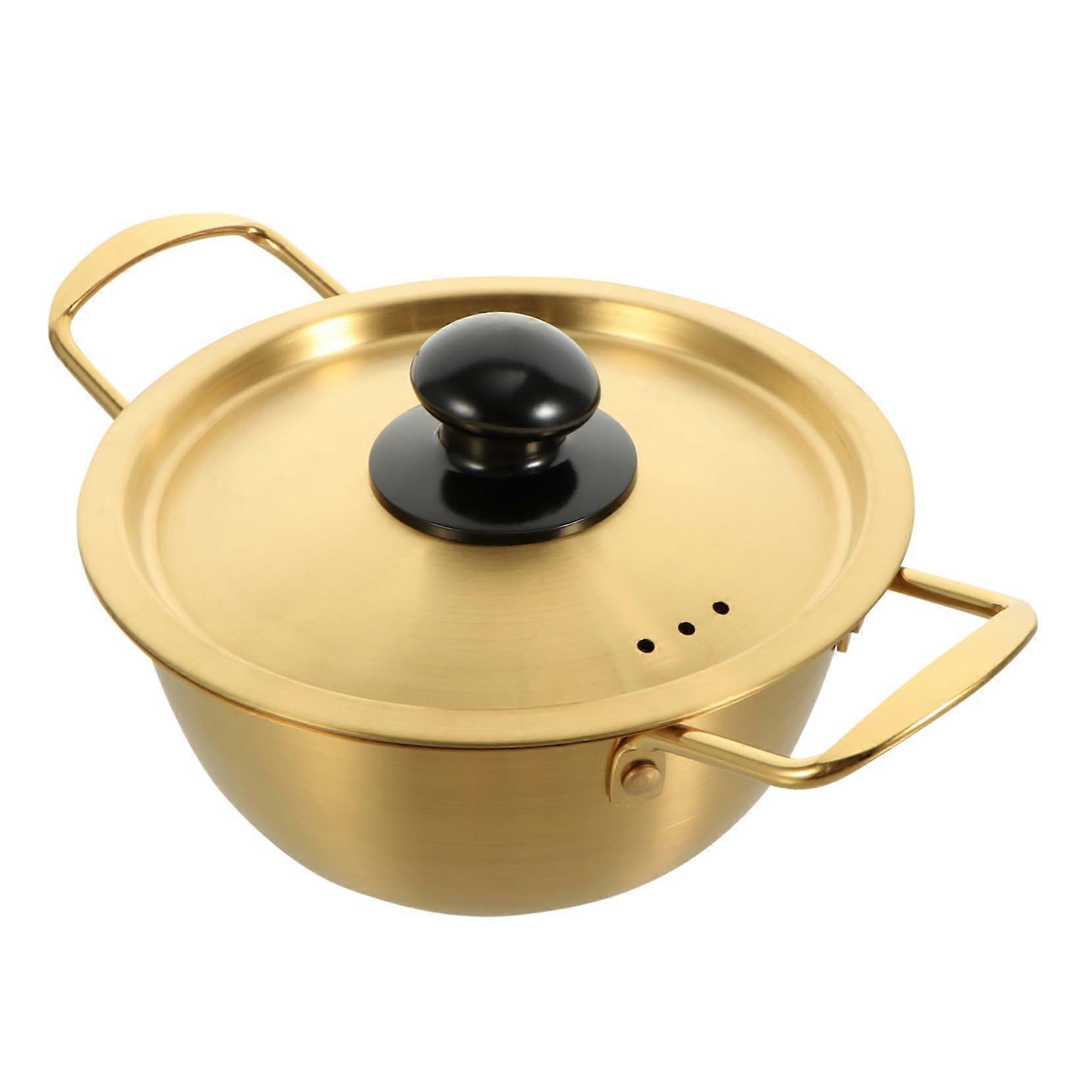 Pot with lid, instant noodles and seafood pot, durable soup pot with two handles, suitable for all stovetop types, practical small pot.