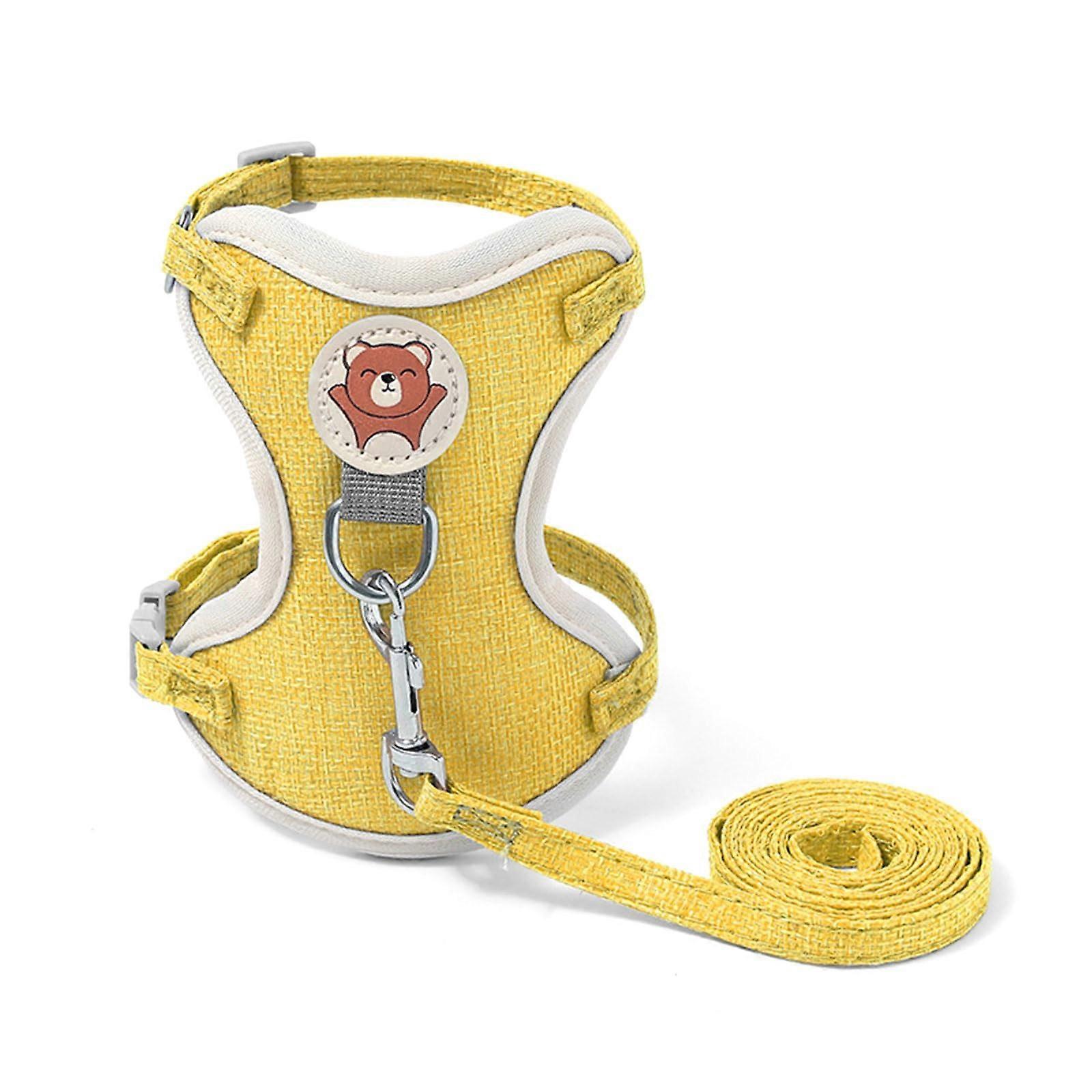 Chest and Back Traction Rope For Dogs With Secure Buckle, Large Dogs, Size M, Yellow Walking Leash, Chest Harness