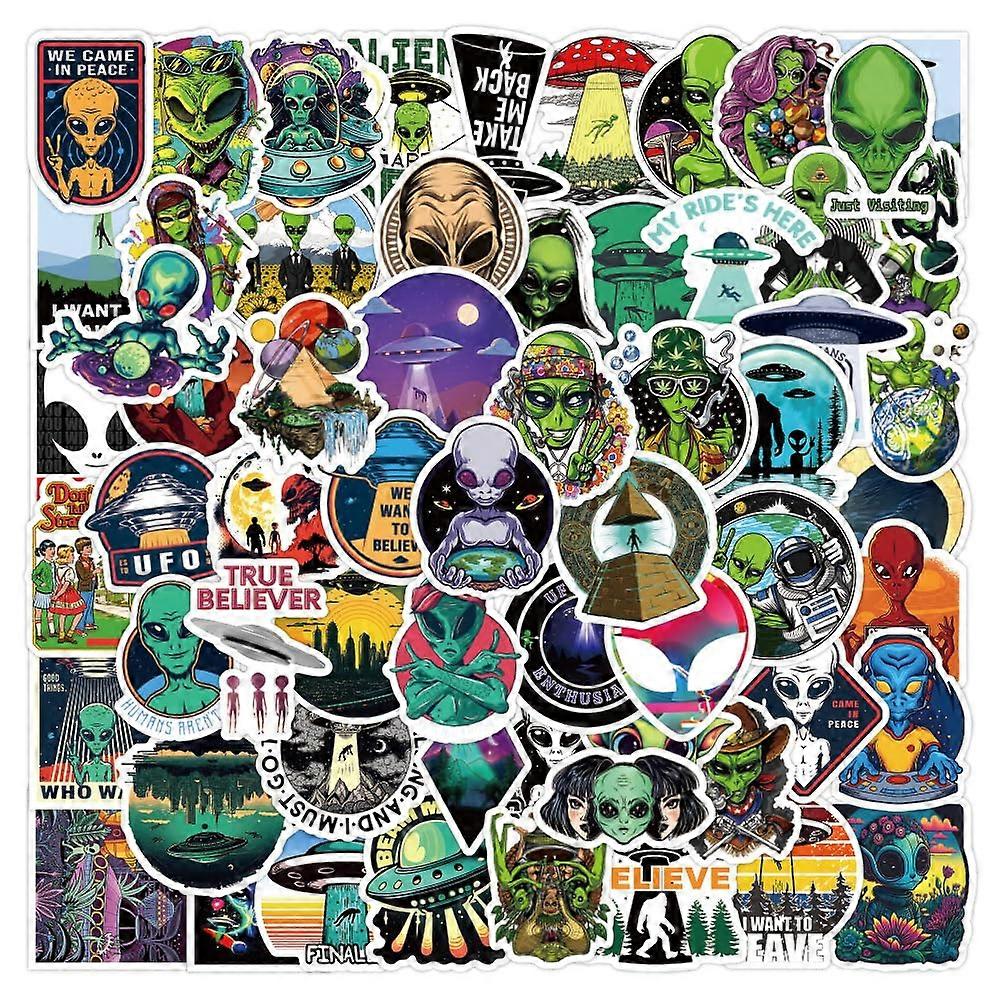 62 Pieces Alien Sticker Pack Waterproof Vinyl Decals for Laptops, Cars, Motorcycles, Bicycles, and Skateboards