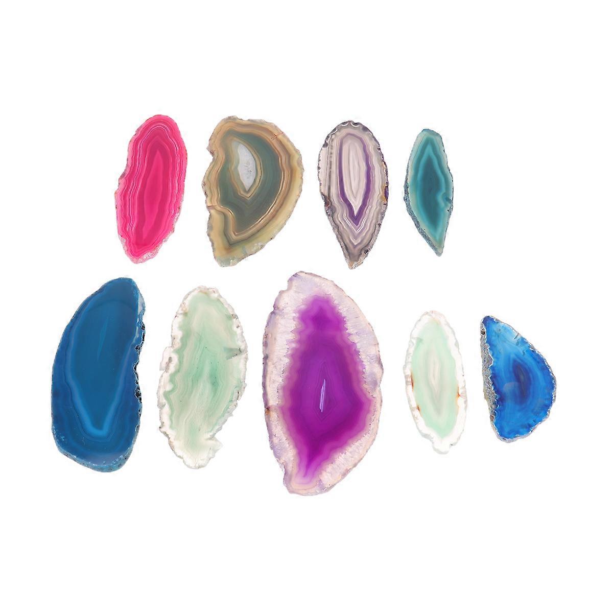 Assorted Color Agate Ornaments Decor Strengthening and Stabilizing Energy About 19x14x1cm 9Pcs