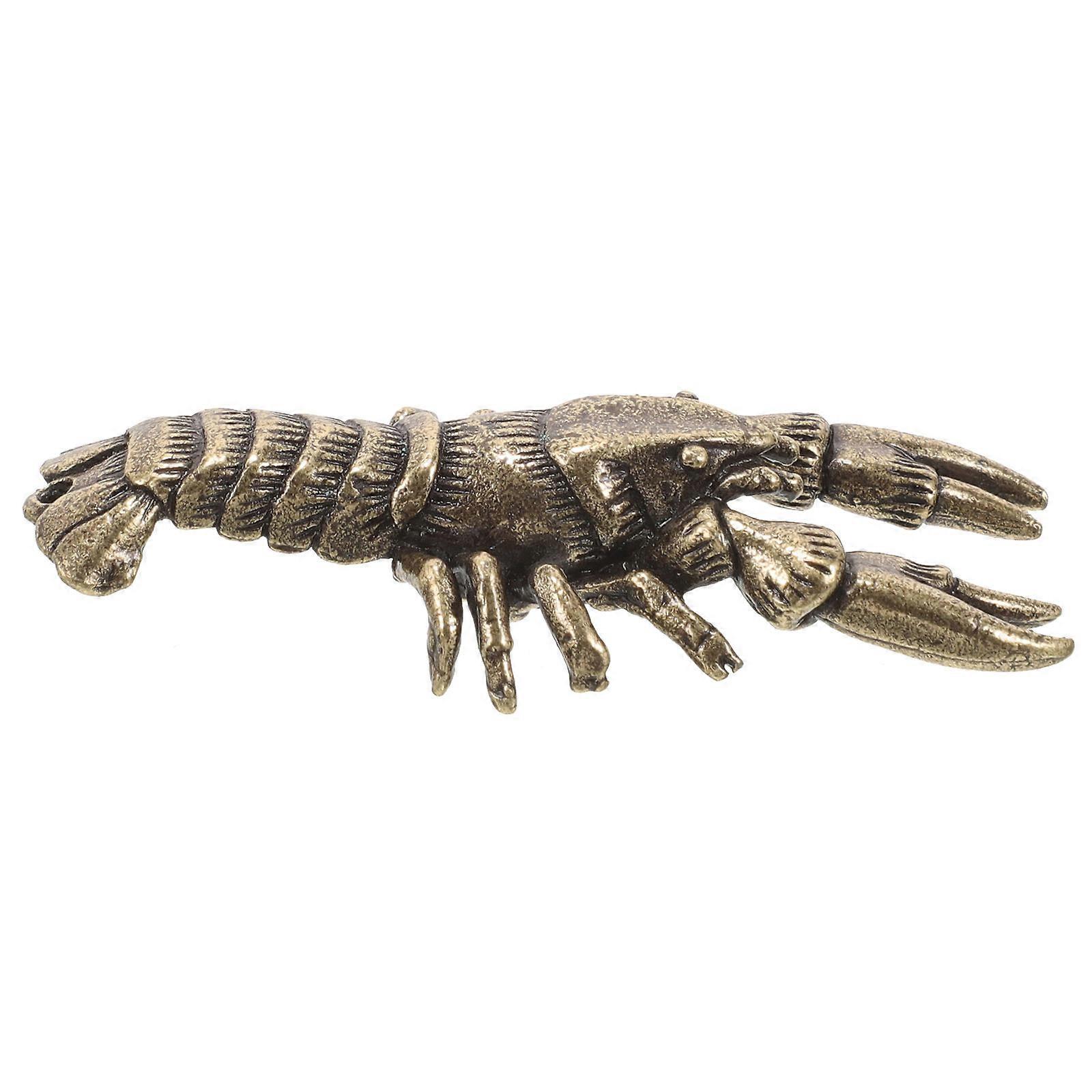 Retro Dark Brown Lobster Ornament Stylish Alloy Decor for Home Desk and Table 7 inch