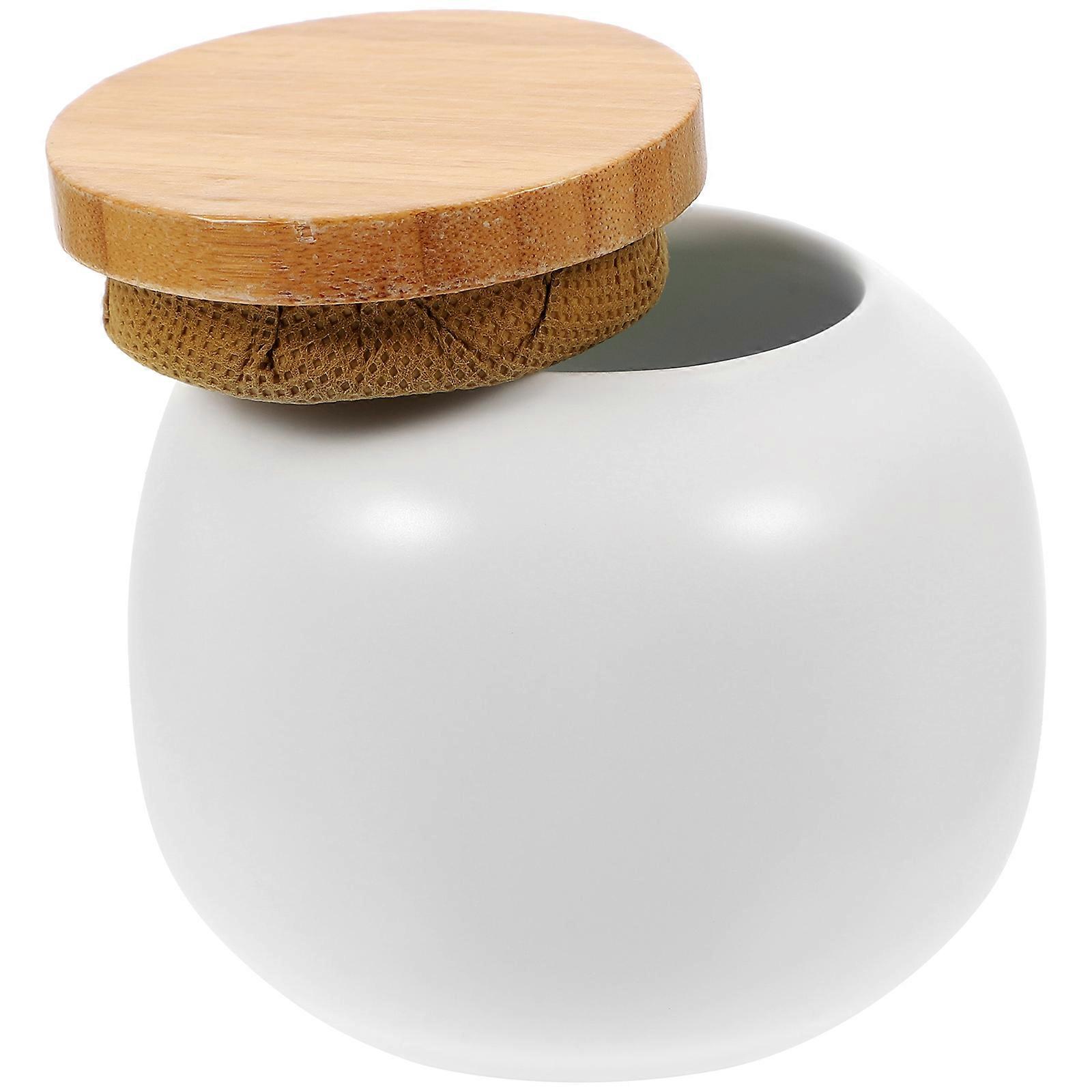 Ceramic Tea Jar with Bamboo Cover for Home Storage Loose Leaves and Bulk Foods 4 Piece Set