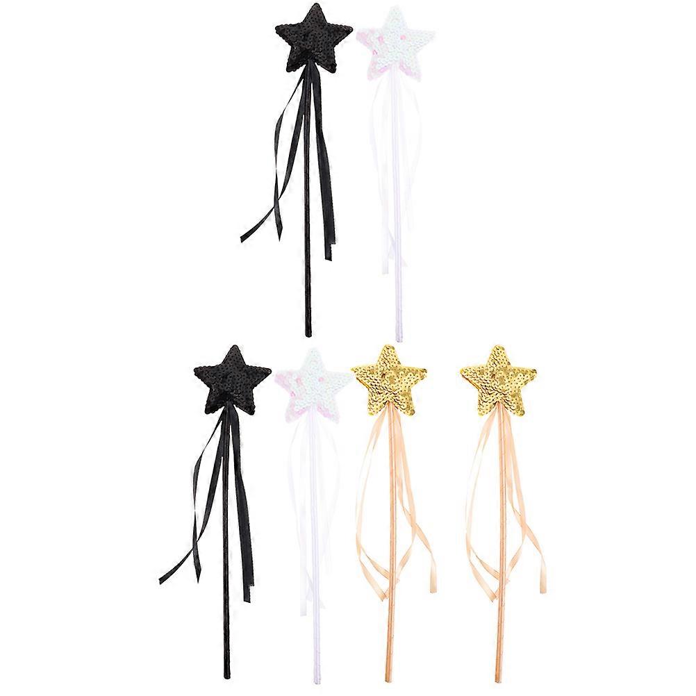 Fairy Wand for Girls with Star Shaped Design Assorted Color Cloth 6Pcs