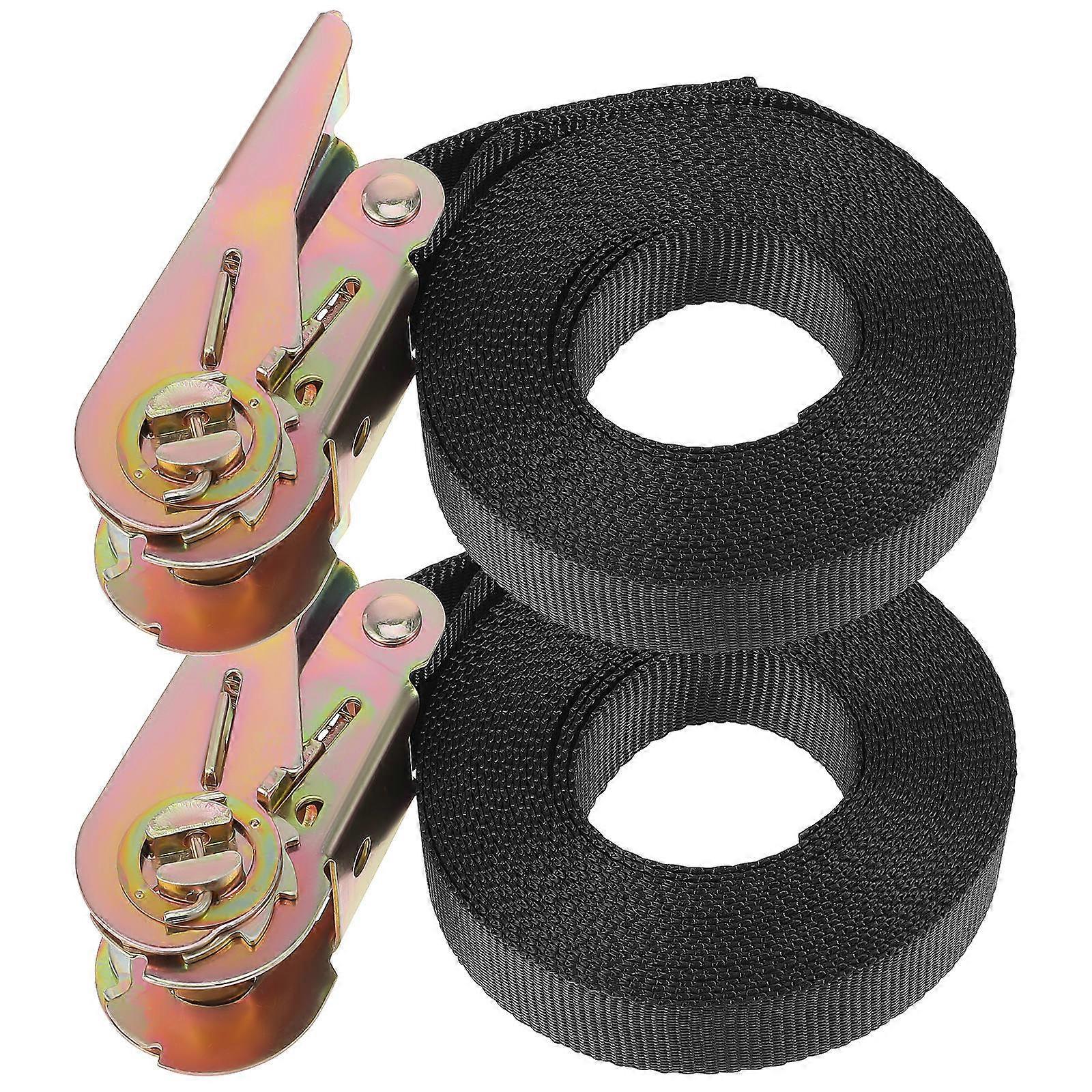 Reliable Heavy Duty Lashing Straps With Buckles For Home Usage 5m Black Securing 2Pcs