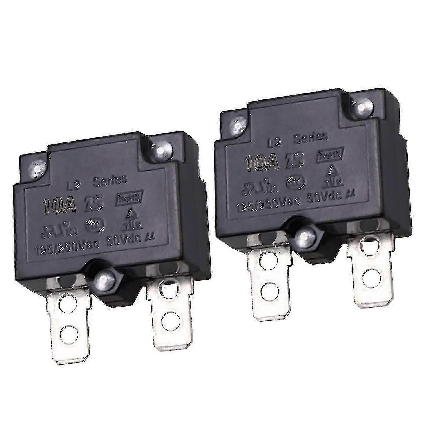 2 pz 10A Interruttore Termico Automatico Protezione da Sovraccarico Termico 10amp Serie L2 125-250V Ac 50V Dc Relè di Reset Automatico (PrettyJ)