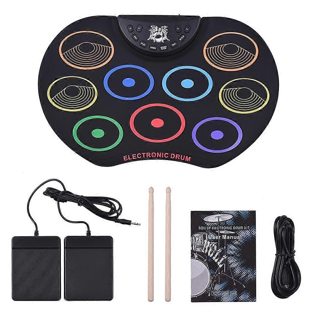 Colorful Hand-Rolled Drum Set Roll Up Drum Beginner Percussion Instrument Usb Hand-Rolled Electronic Drum HG