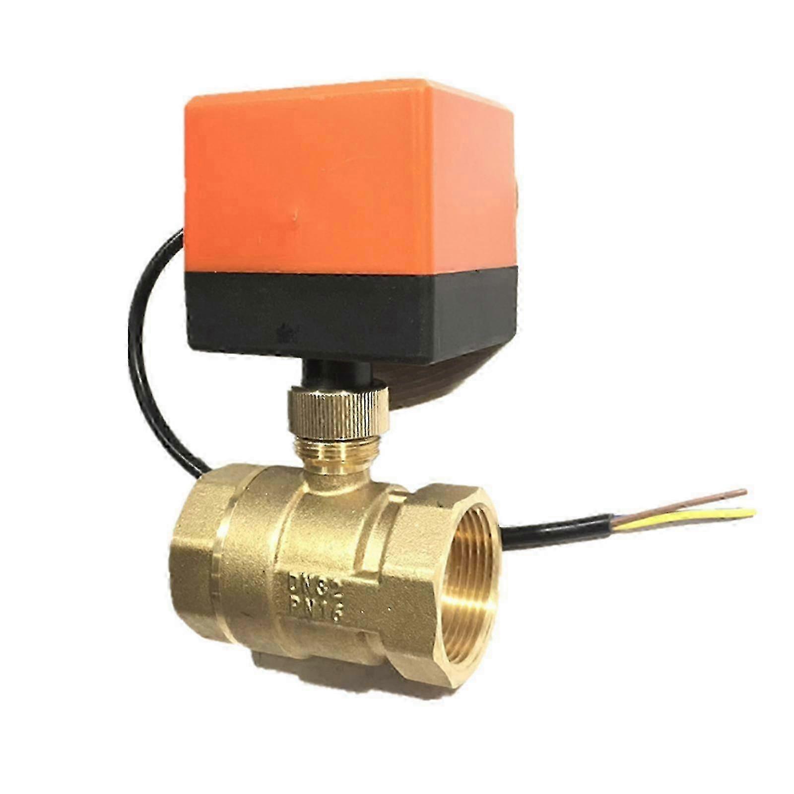 Unbrand 220V 4W Electric Ball Valve DN15/DN20 3-Wire 2-Way Brass with Motorized Actuation