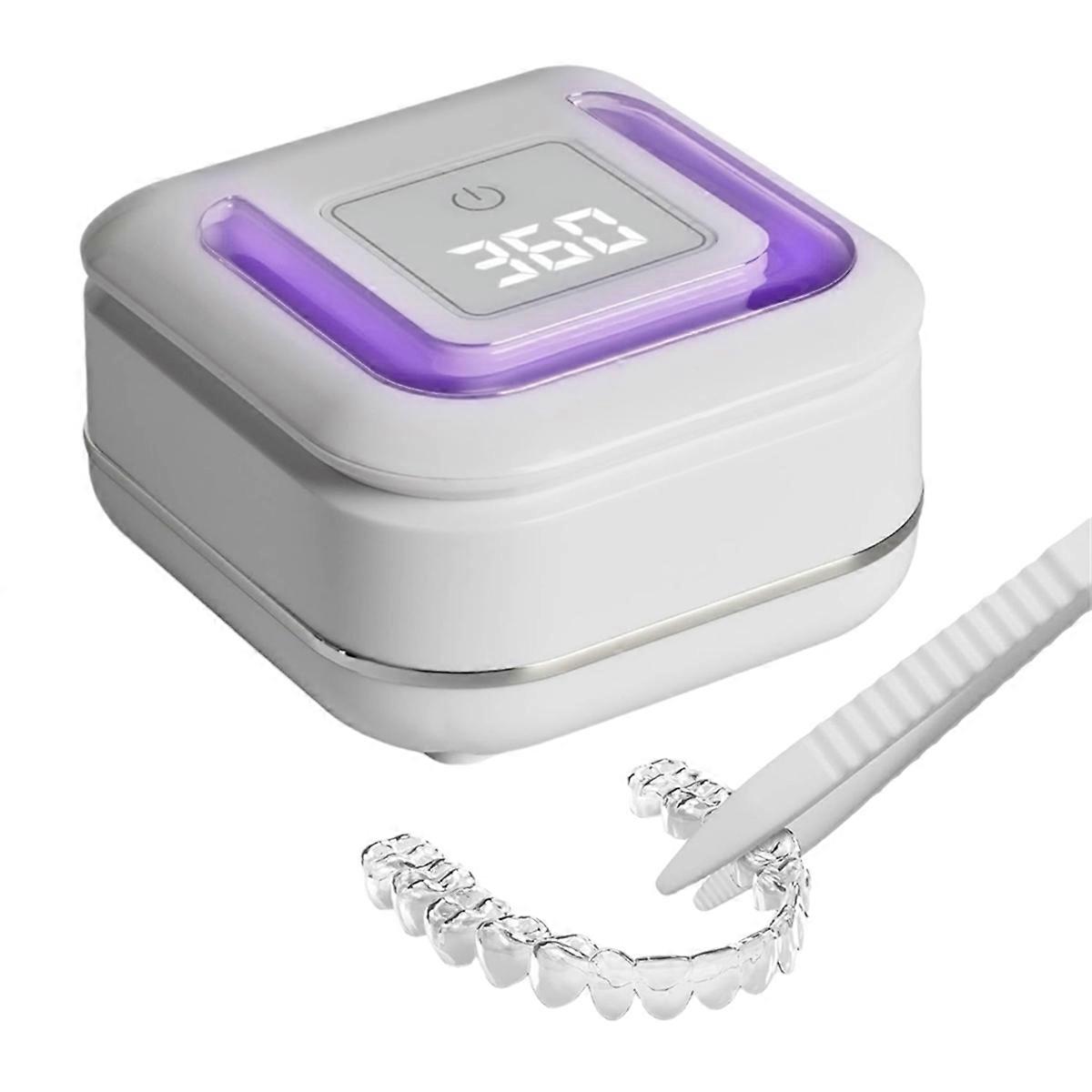 Ultrasonic Retainer Cleaner Machine with 2 Digital Timer, U-V Dental Cleaning Pod with Viewing Port,180ml EU Plug