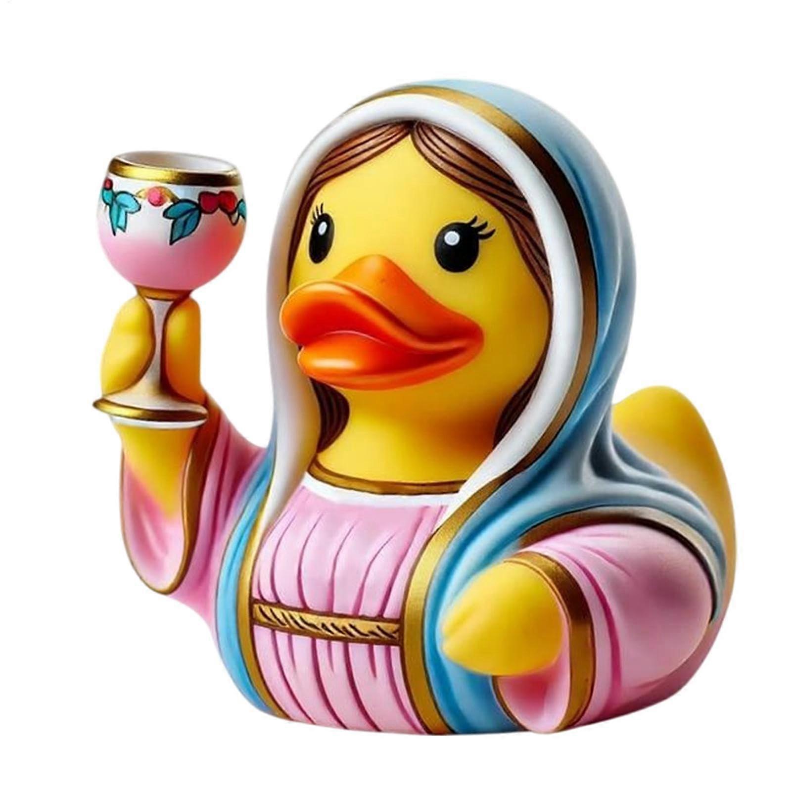 Duck Decor, Small Duck Statue  3.5 Inch Jesus Duck Figure Resin Statue