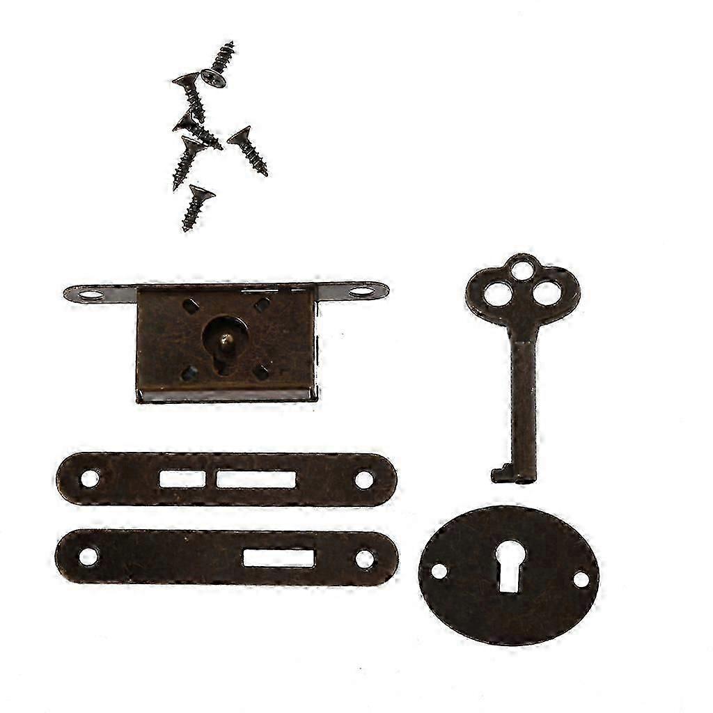 Antique Metal Drawer Locks with for Key for Wardrobe, Jewelry Wooden Box, Cabine