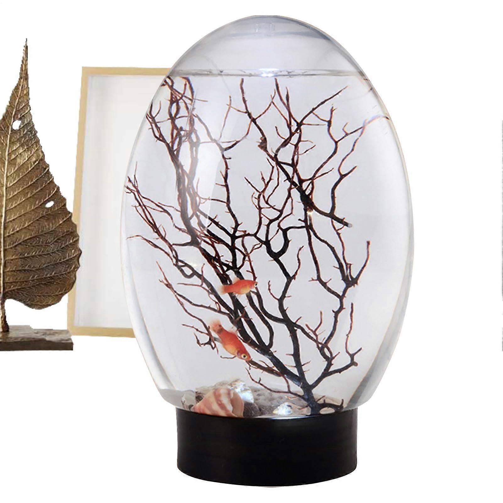 Fish Tank - Acrylic Betta Aquarium Starter Kit with LED Light, Small Fish Centerpiece and Branch Tree Ornament for Fans