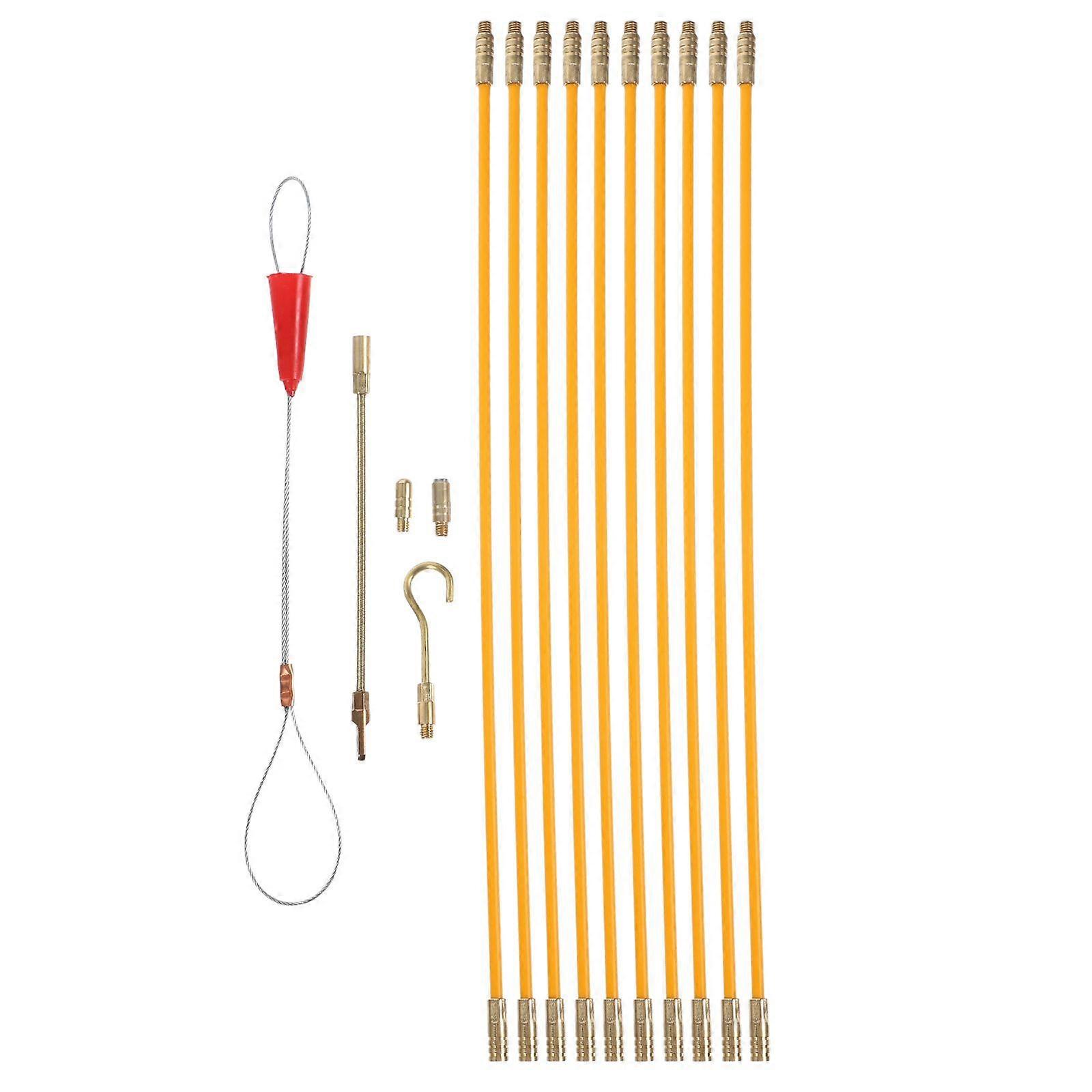 Fiberglass Cable Puller Kit Fish Tape Wire Puller Tape Cable Snake 33CM For Efficient Wire Running Electrical Installations Electricians
