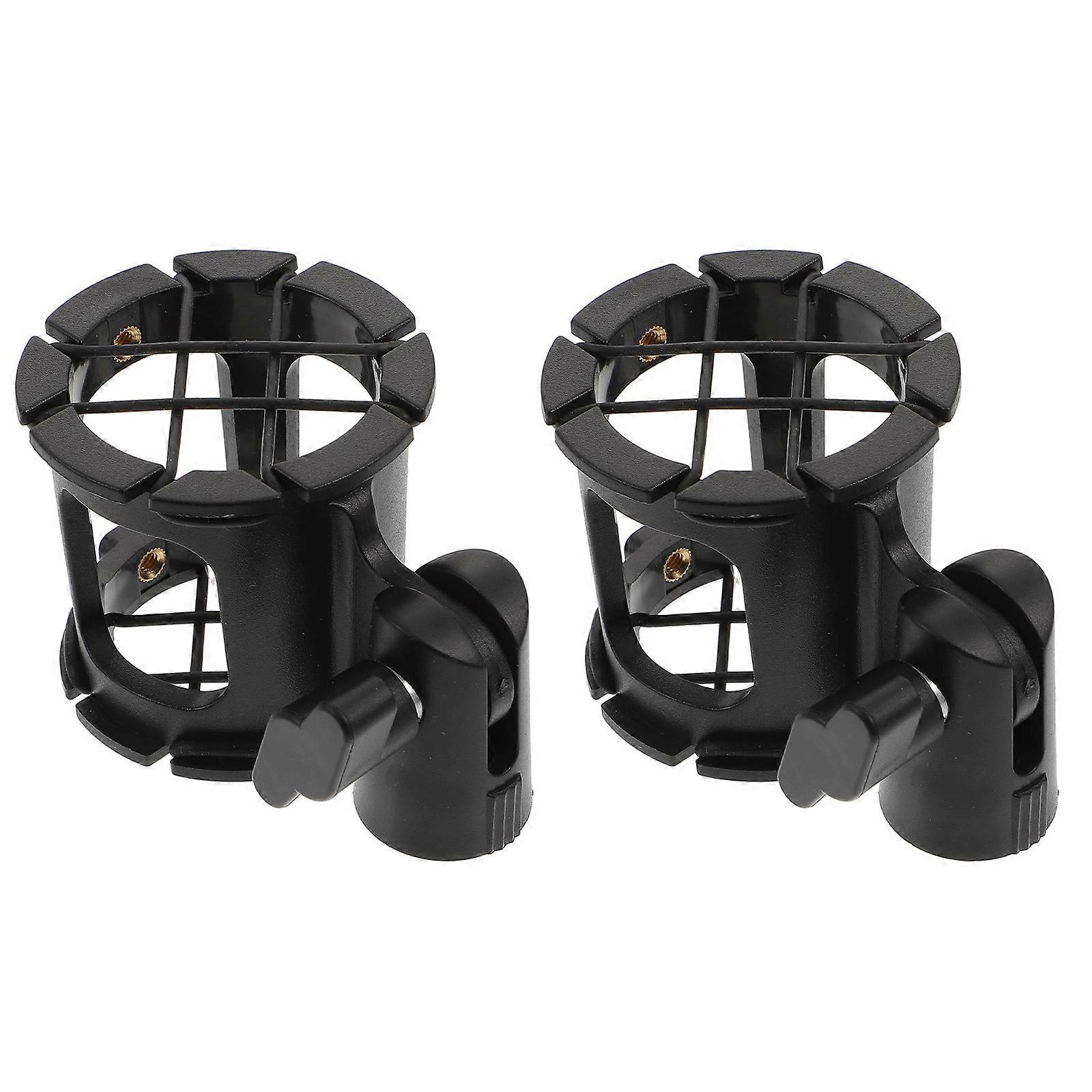 2pcs Mic Stand Microphone Holder for Use, Lightweight Portable Desktop Bracket with Stable Design, Black