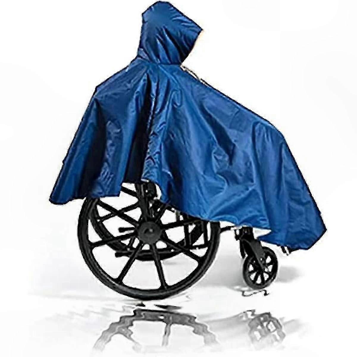 Waterproof Wheelchair Cape with Hood and Zipper, Reusable Heavy Duty Poncho for Full Coverage