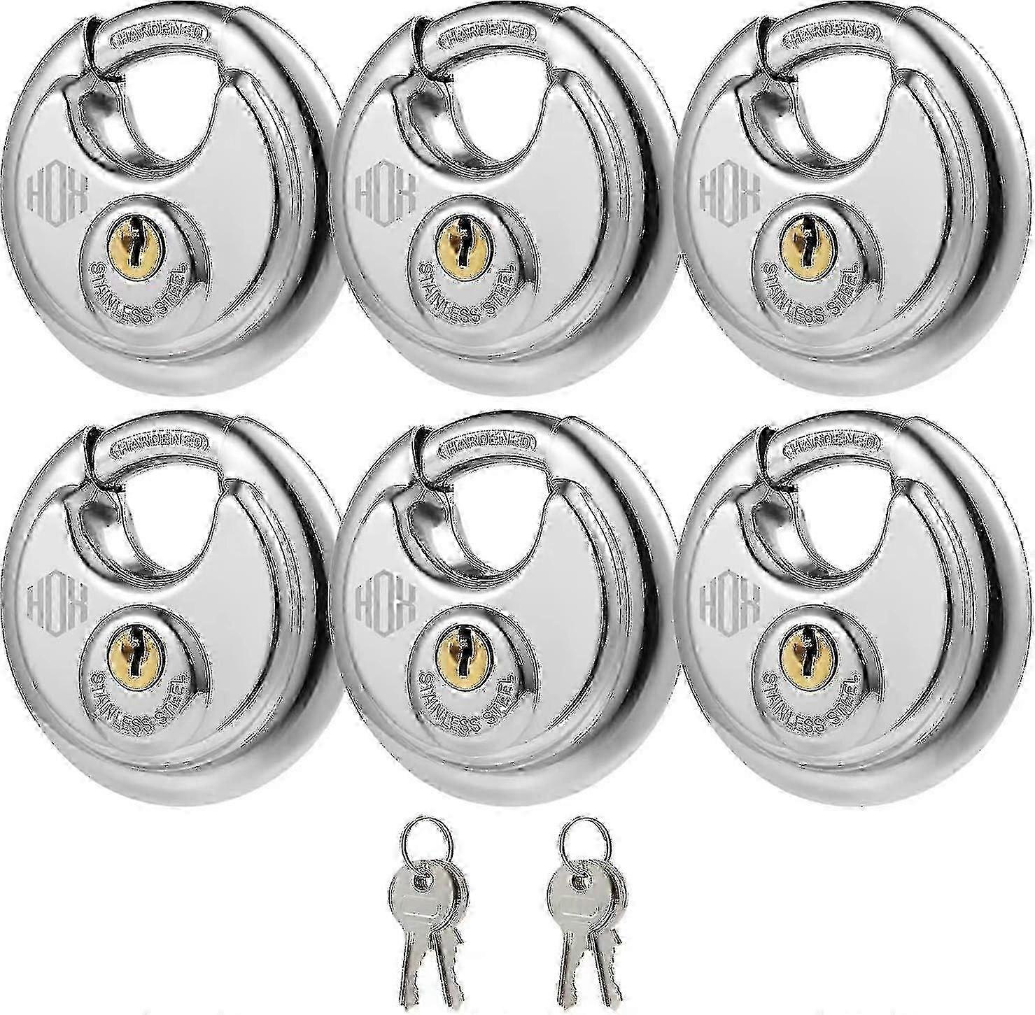 Cadeado de Disco com Chave com Manilha de 3/8 Polegadas, Aço Inoxidável e Construção Pesada, À Prova D'Água e à Prova de Ferrugem, Corpo de 2-3/4 Polegadas de Largura