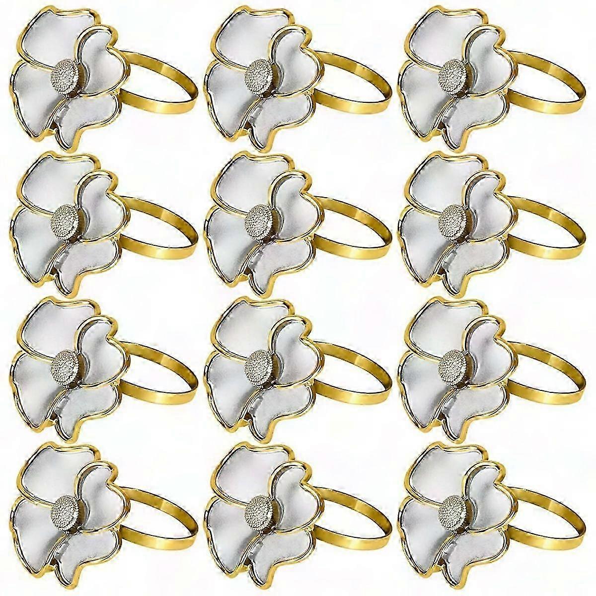 Elegant Flower Napkin Rings - Non-Rust Napkin Holders for Paper Napkins & Tablecloths, Perfect for Dinner Parties