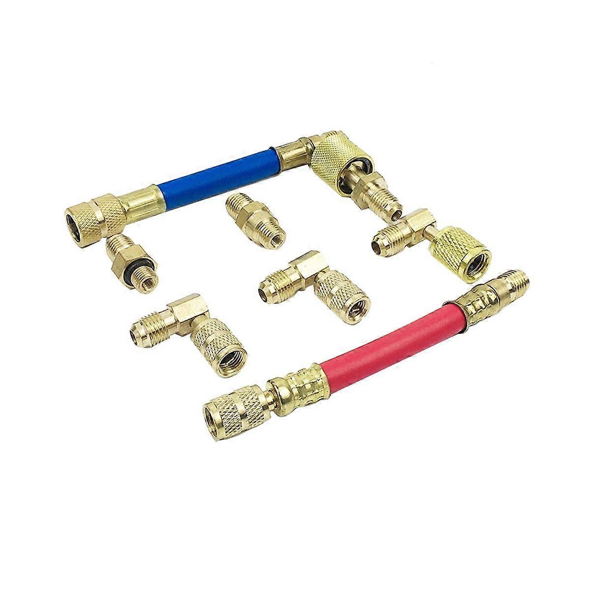 8Pcs Car Air Conditioner Refrigeration CT-138 Converting Adapter Hose Set Air Condition Filling Kit