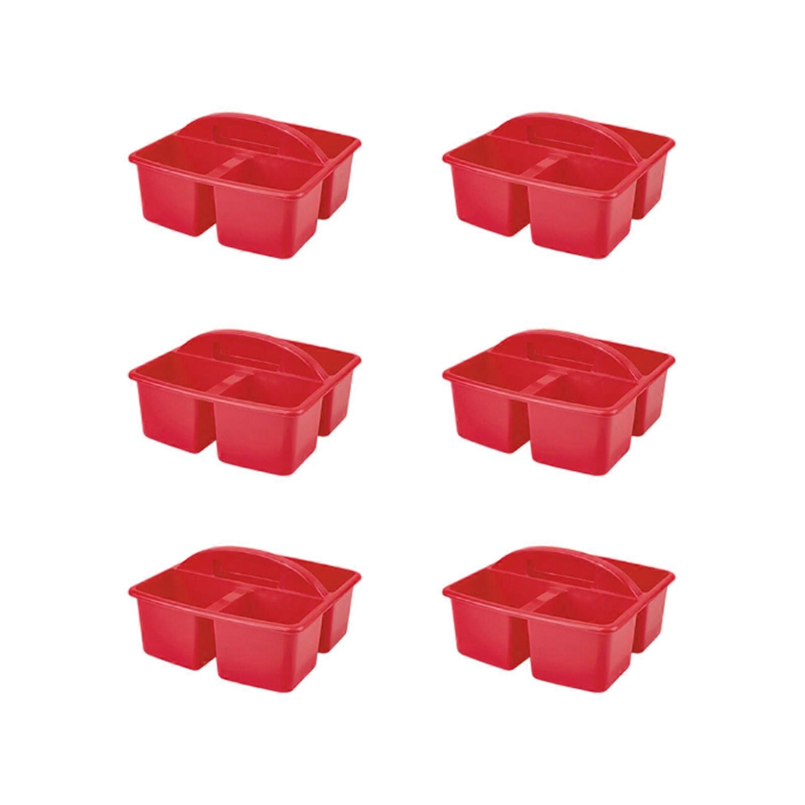6Pcs Multipurpose Organiser Basket With Handle 3 Compartments Stackable Storage Basket For Art Supplies Office Supplies Multicolor