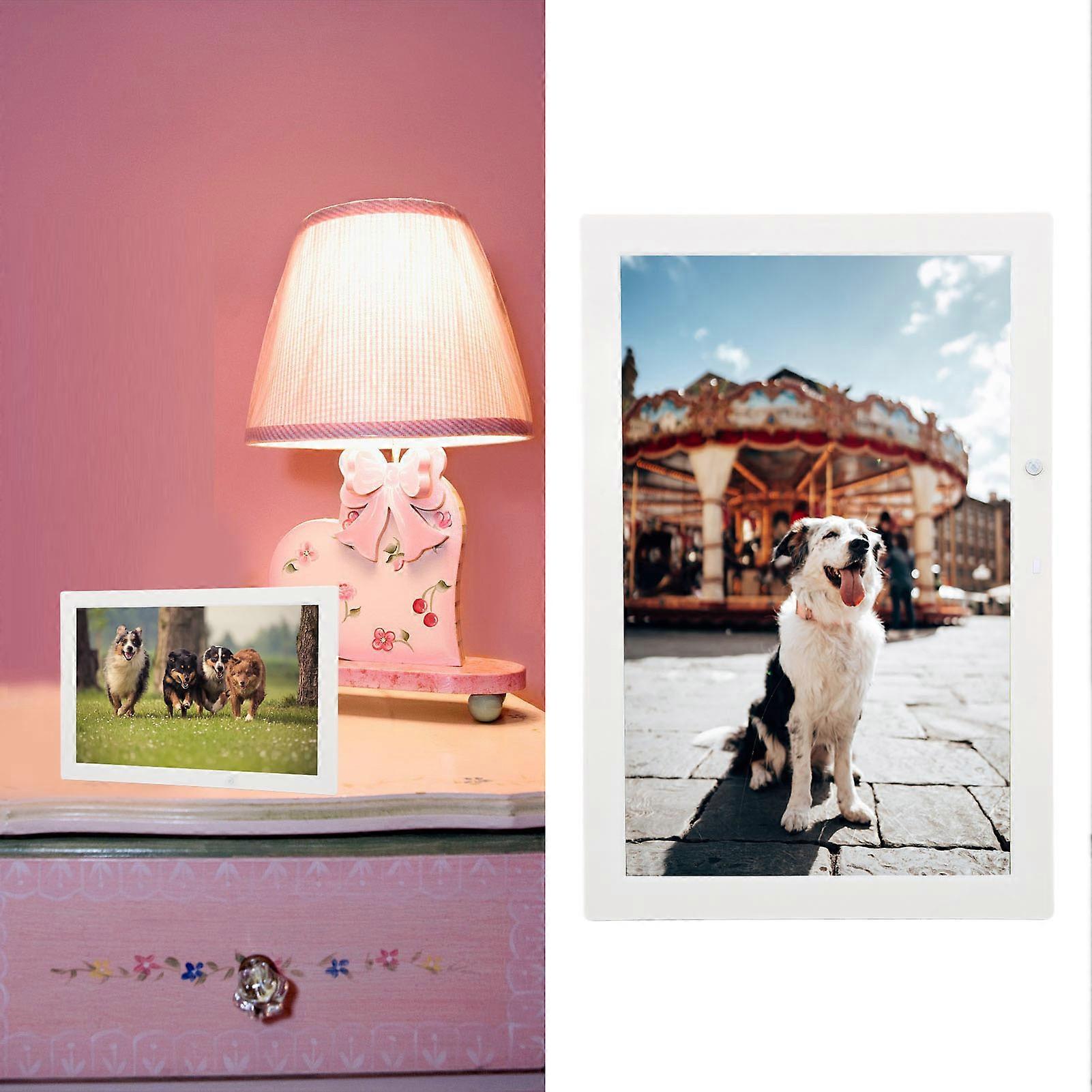 17in White 1080P Digital Photo Frame with Remote Control US Plug