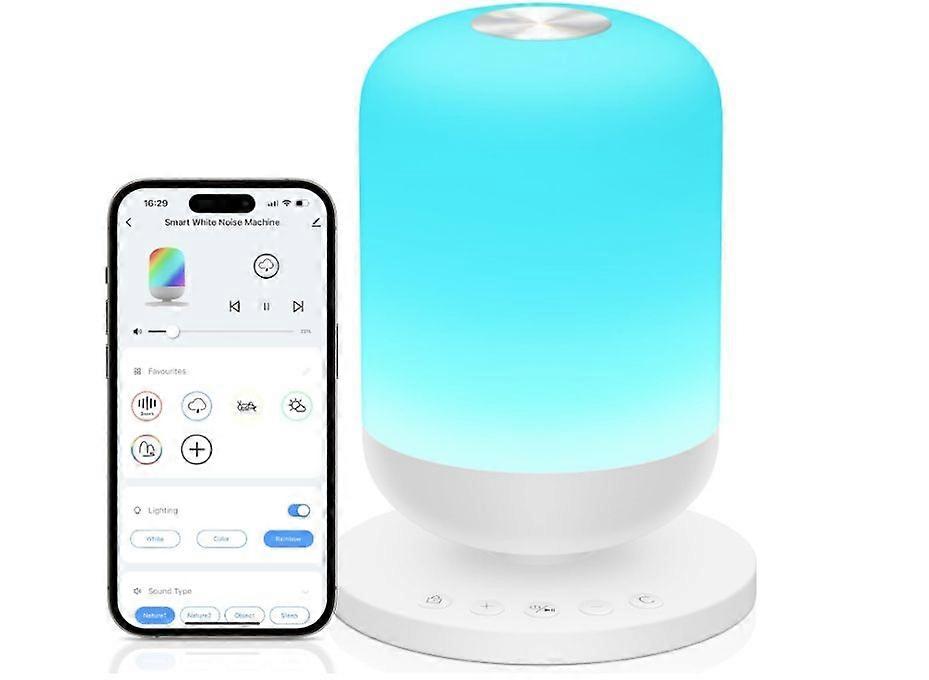 Sound Machine Baby with 34 Soothing Sounds White Noise Machine & Night Light Sleep Trainer with App Remote Control Alarm Clock Timer Setting(White)