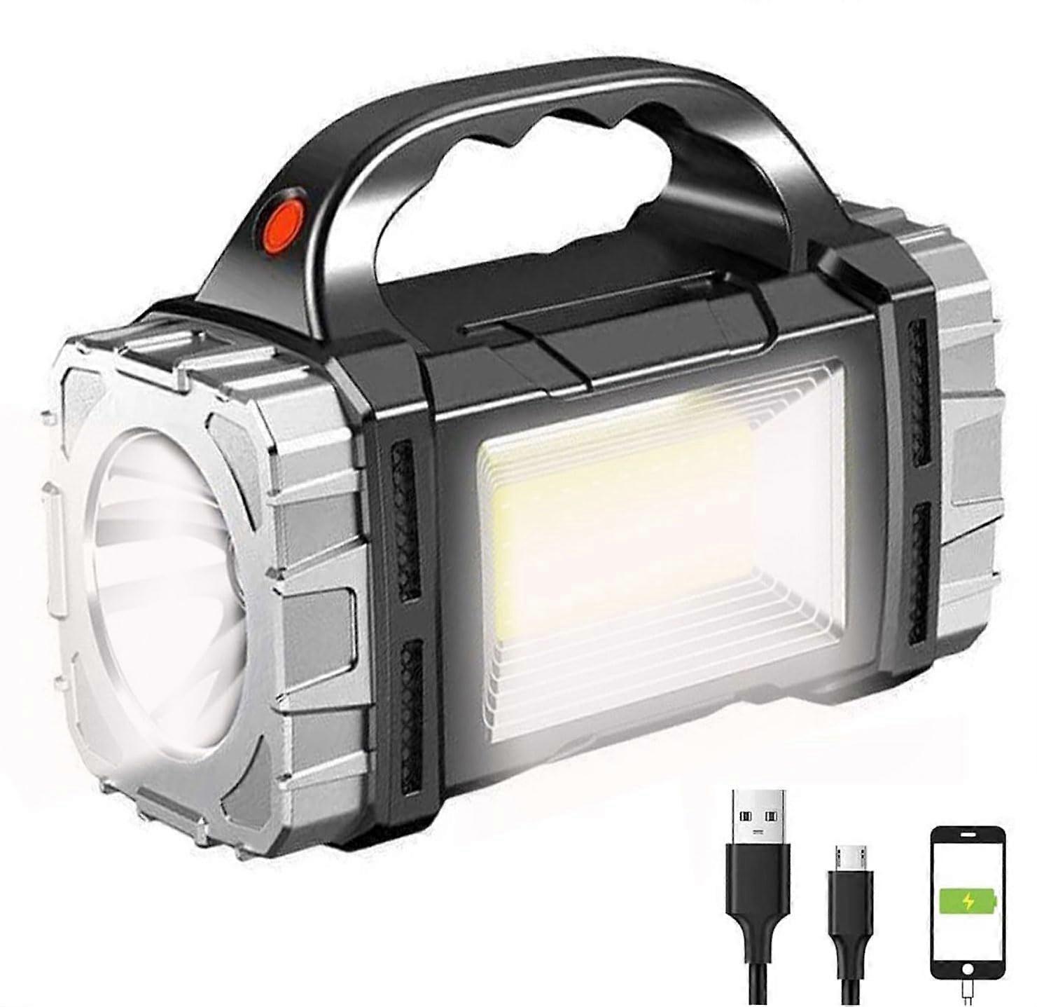 Solar Rechargeable LED Spotlight Searchlights, Super Bright 7000LM Handheld LED Searchlight, Multi-functional Portable Lamp Camping Lantern Flashlight