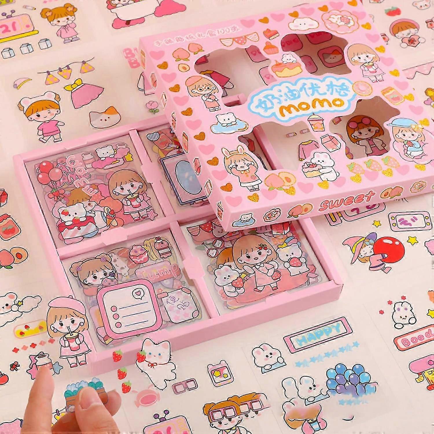 2025 Latest Model Notebook Sticker 100 Pieces Delicate Cute Cartoon Pattern
