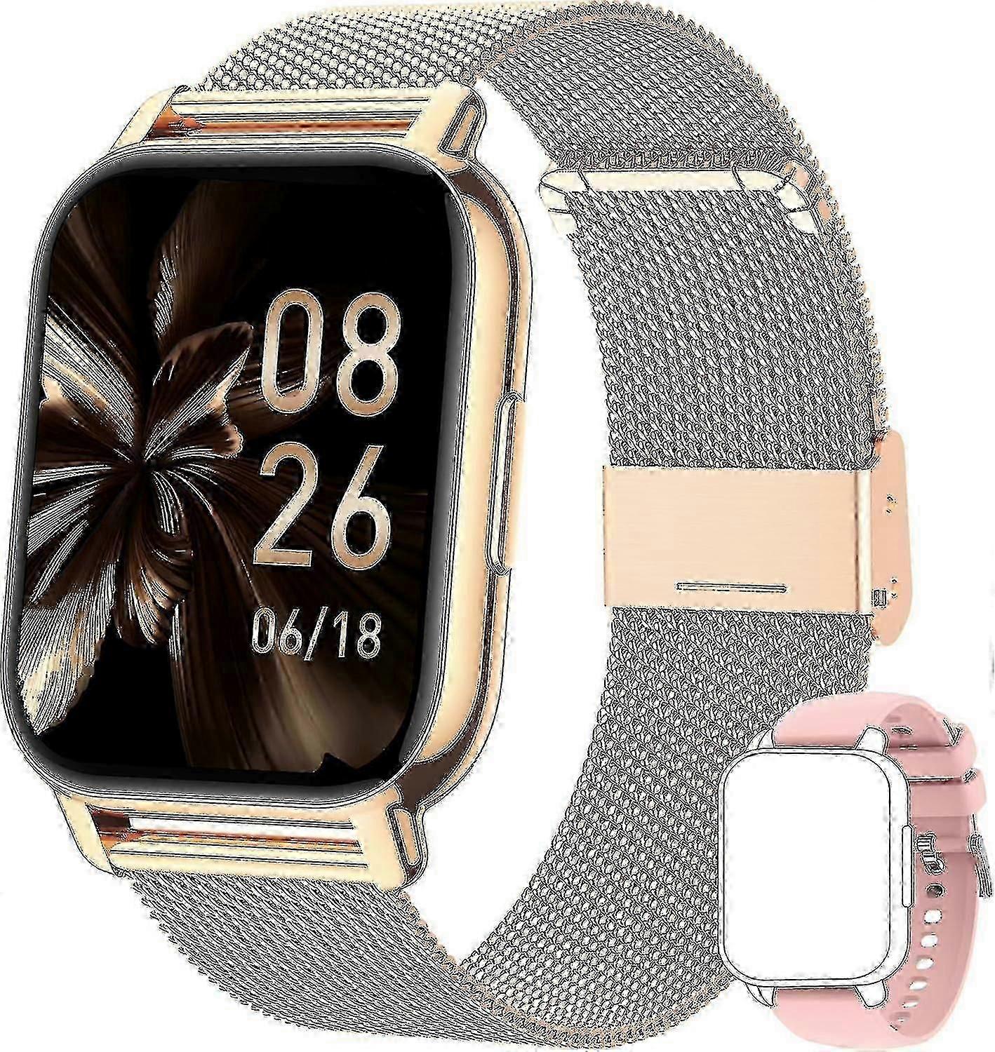 "ساعة ذكية نسائية ، مكالمات / ضغط دم / 100+ ساعة ذكية رياضية نسائية ، معدل التنفس ، معدل ضربات القلب ، الدم ، الأكسجين ، النوم ، ساعة نسائية"