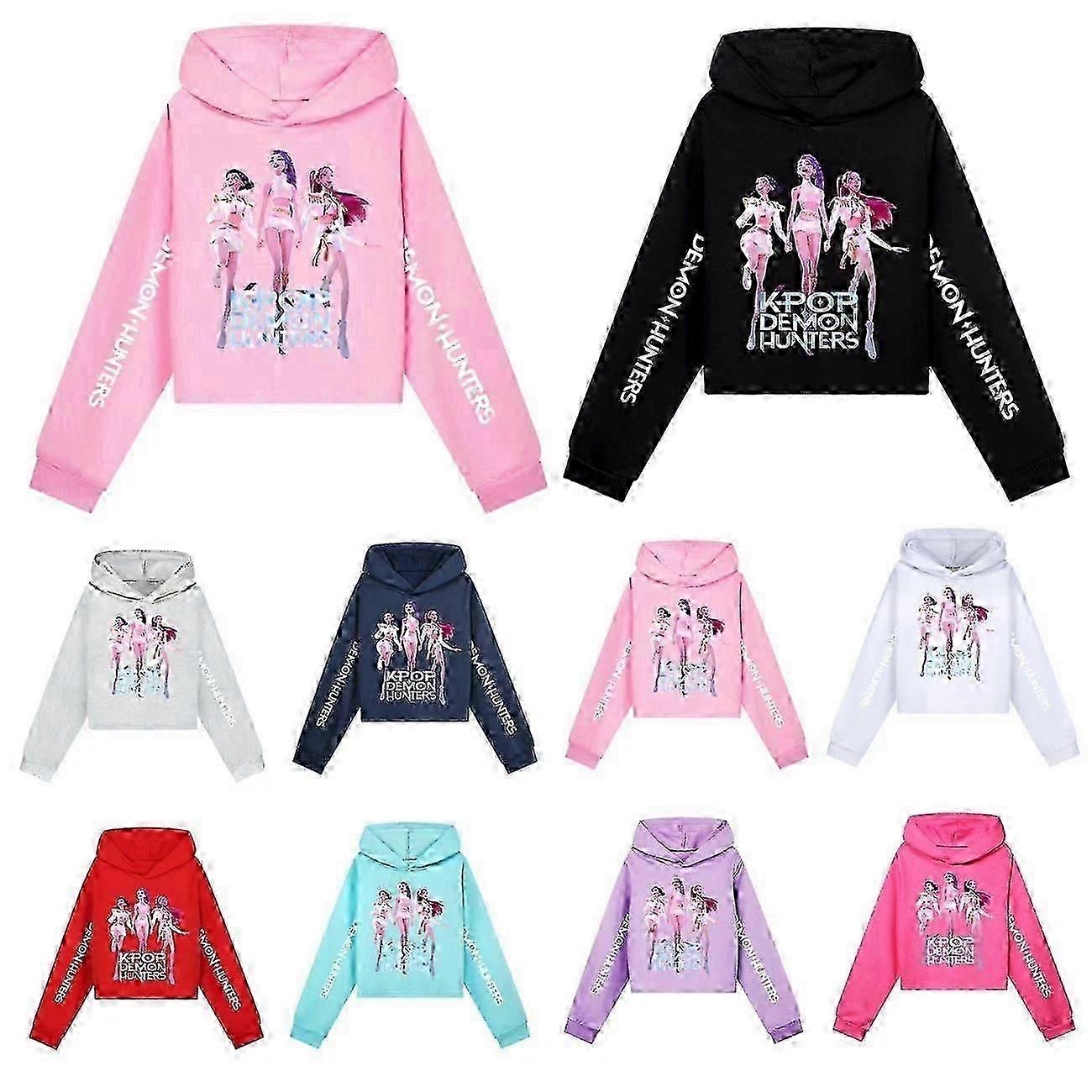 Ragazze KPOP Demon Hunters Felpa con cappuccio Bambini HUNTRX Felpa con cappuccio Pullover Jumper Top D
