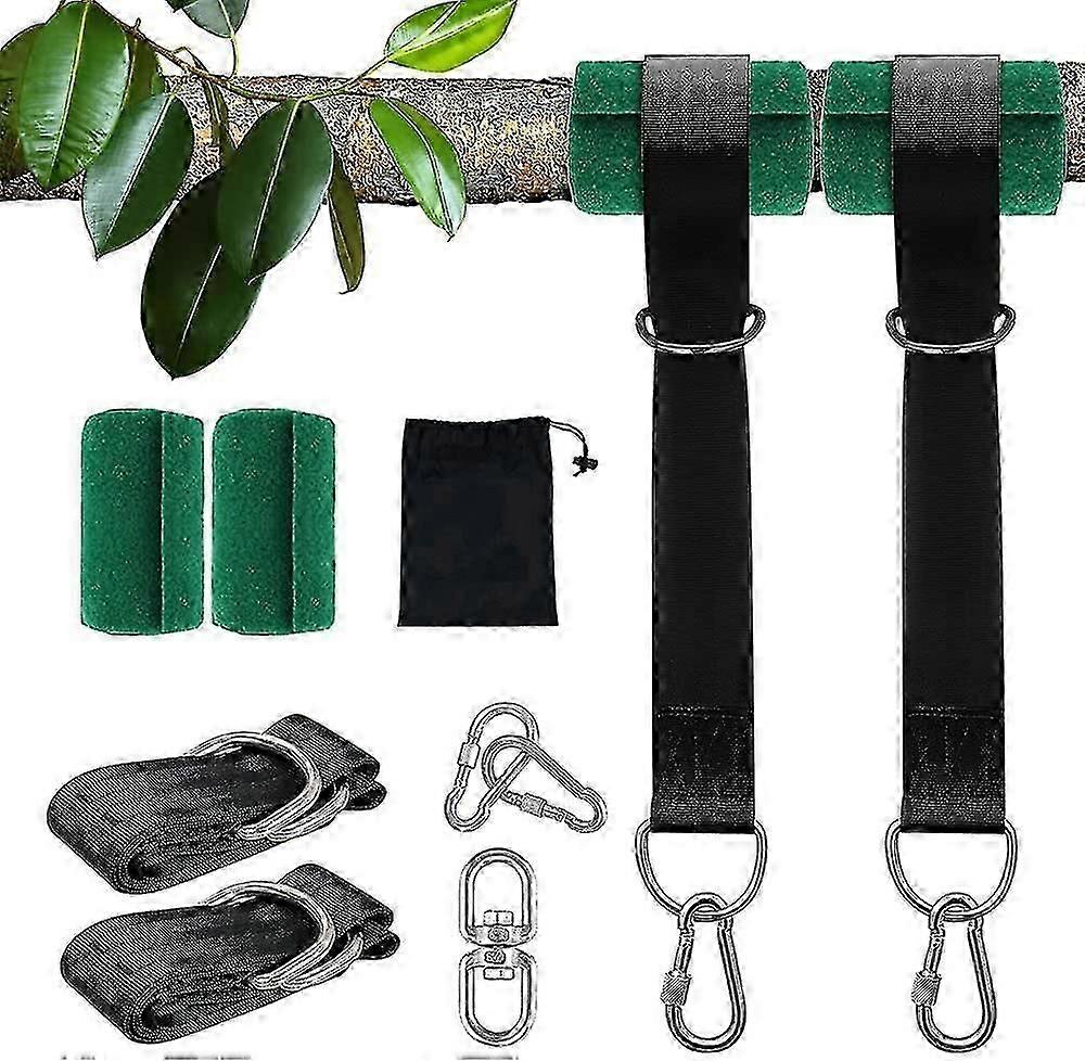 Tree Swing Hanging Straps Kit 2x5ft Heavy Duty Swing Hanger With Carabiners, Tree Protectors And Swivel Hook