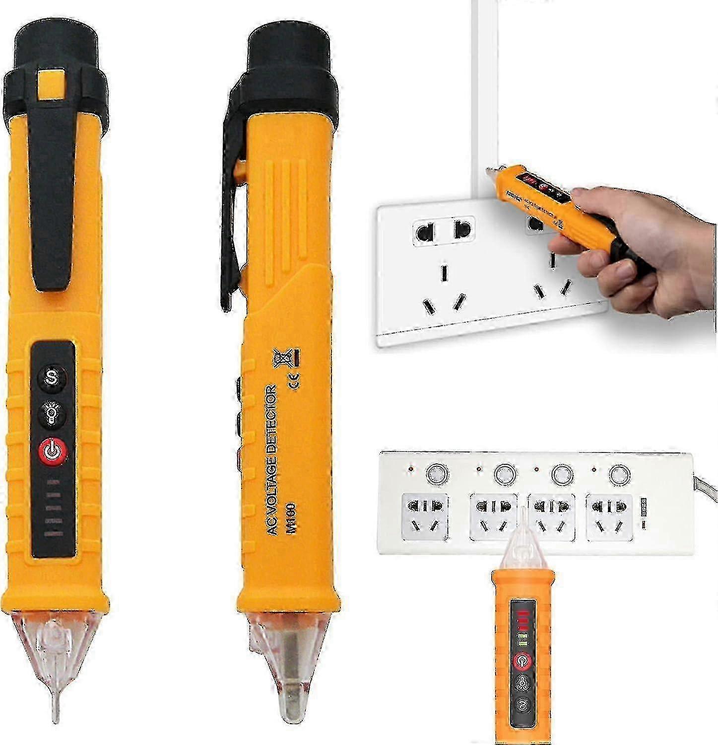Non-Contact Voltage Detector, AC Tester 12-1000V with Adjustable Sensitivity Flashlight and Audible Alarm, Neutral/Phase Wire_Sep