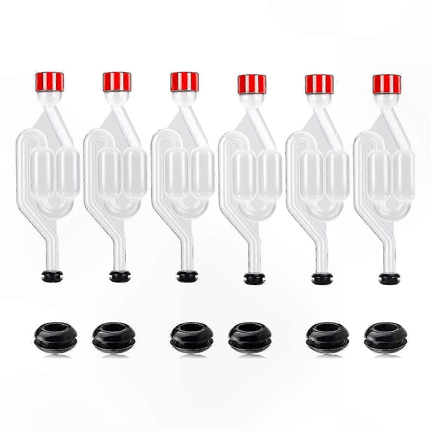 Fermentation Airlock Set with 12 Locks and 6 Sealing Rings for Wine Brewing