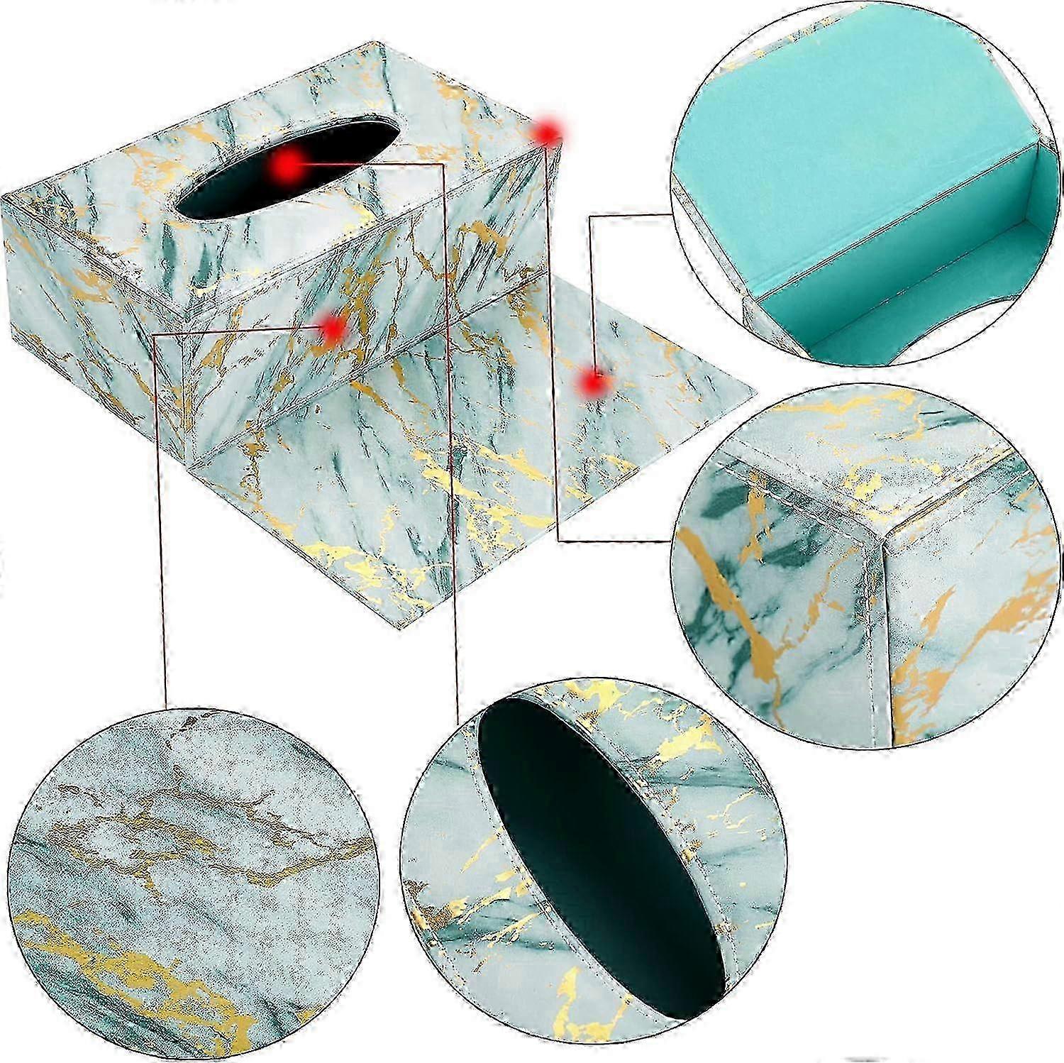 Leather Rectangular Tissue Paper Holder Box, Green Marble hwy 2025